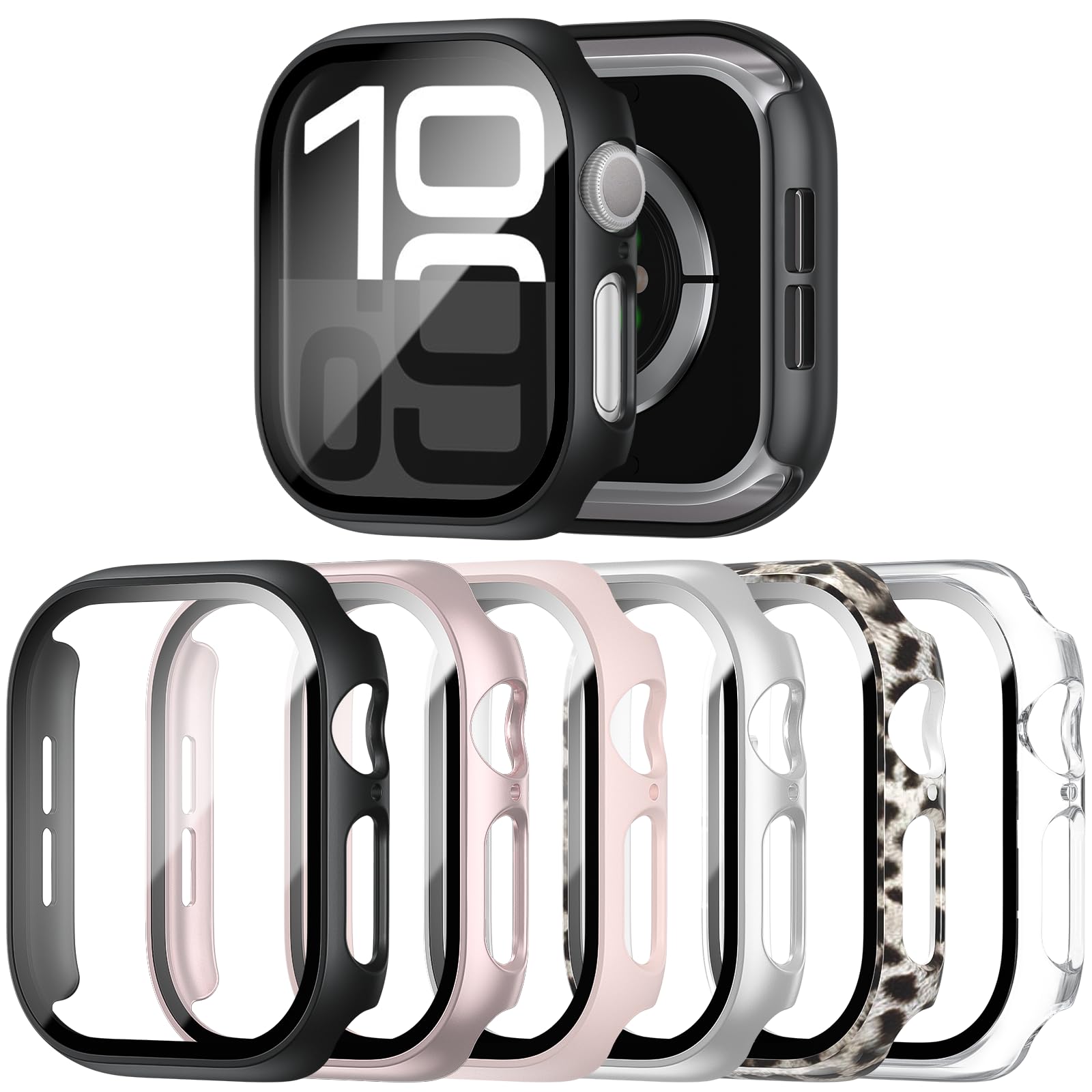 Landhoo 6 Pack Case With With Tempered Glass Screen Protector For Apple Watch Series 10 46Mm(2024), Hard Pc Ultra Thin Scratch R