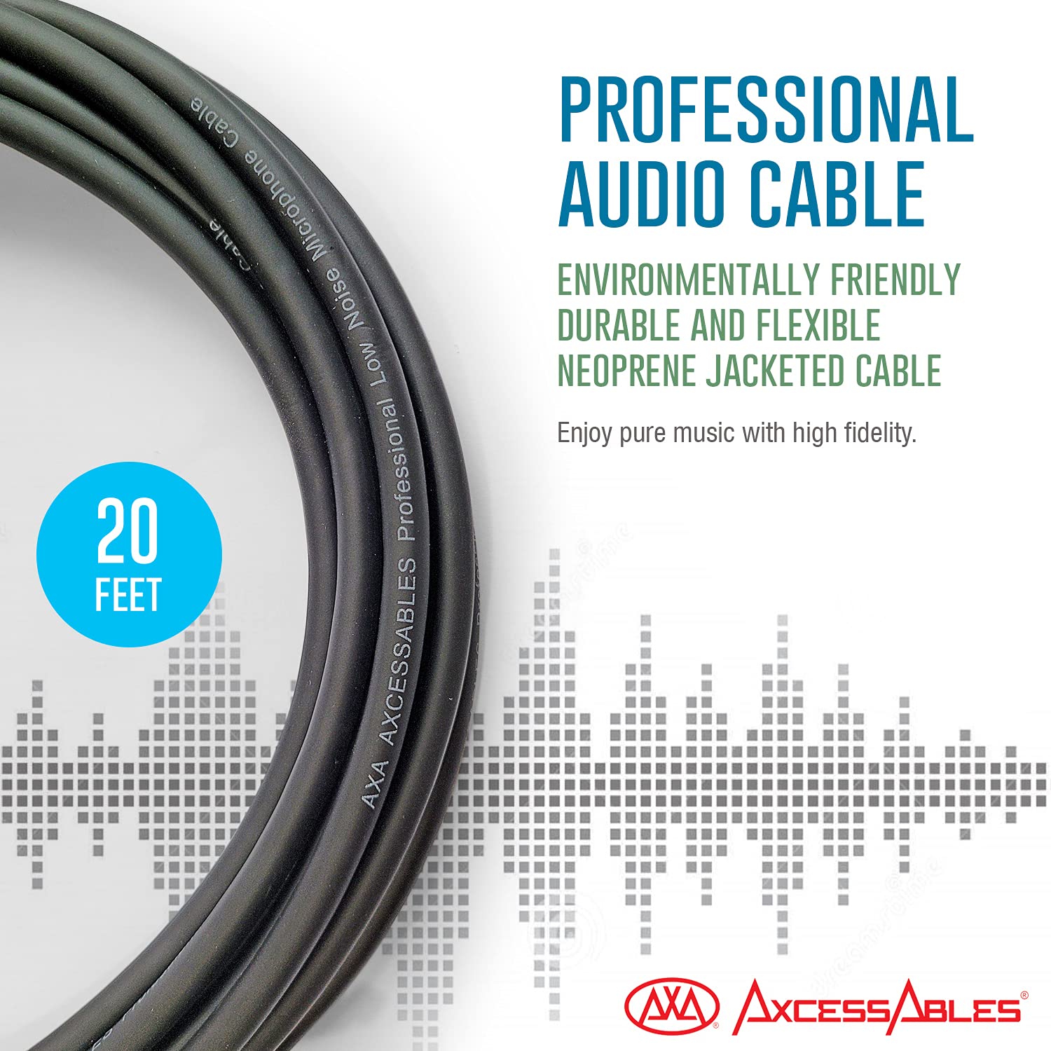 20Ft Xlr Male To Female Microphone Cable By Axcessables| U.S. Based Small Business | Shielded Microphone Cord | Dj Mic Cable | X