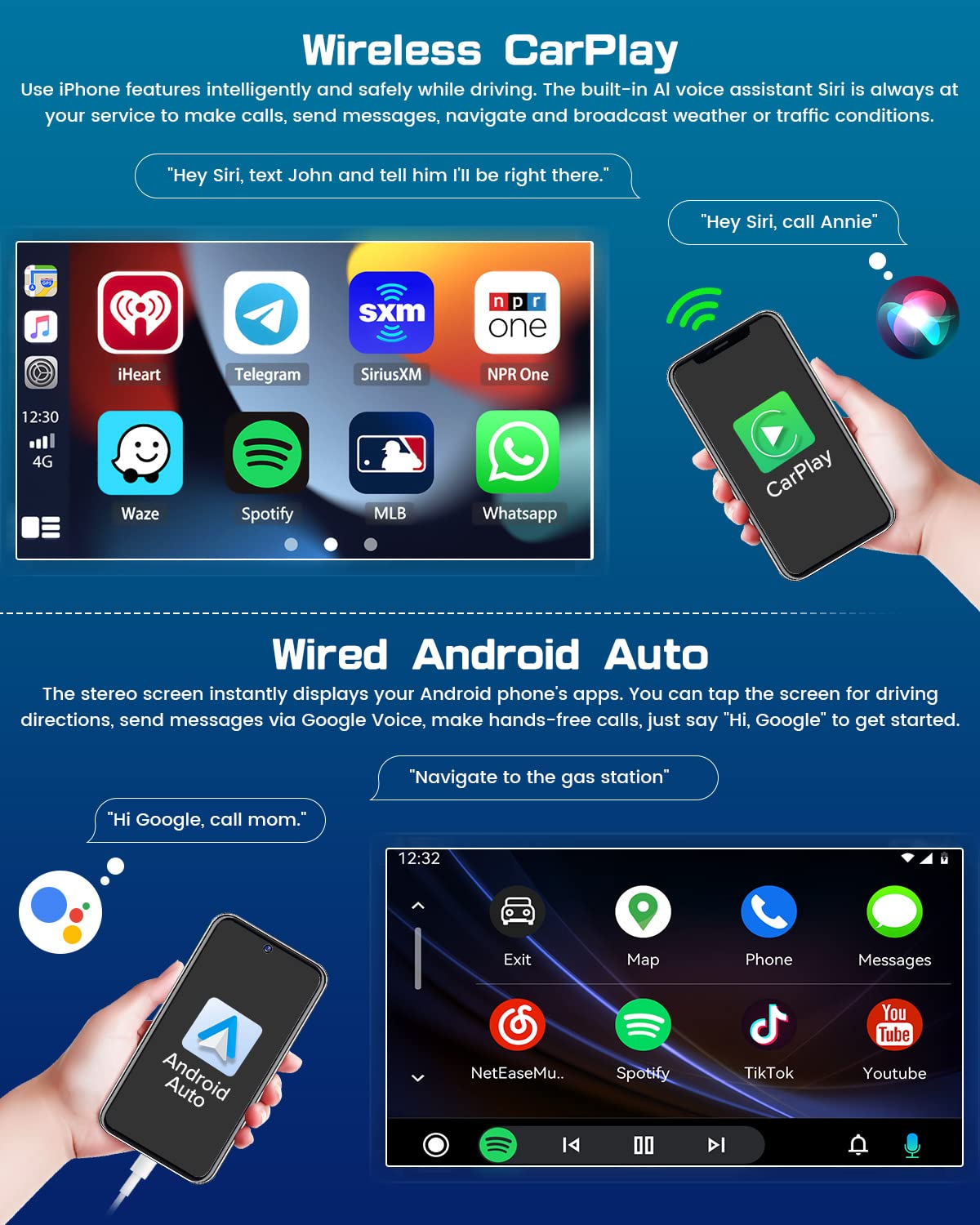 Roinvou 2+64G Android Carplay Stereo For 2002 2006 Honda Cr V Crv, Built In Wireless Carplay With Android Auto, 9'' Touchscreen