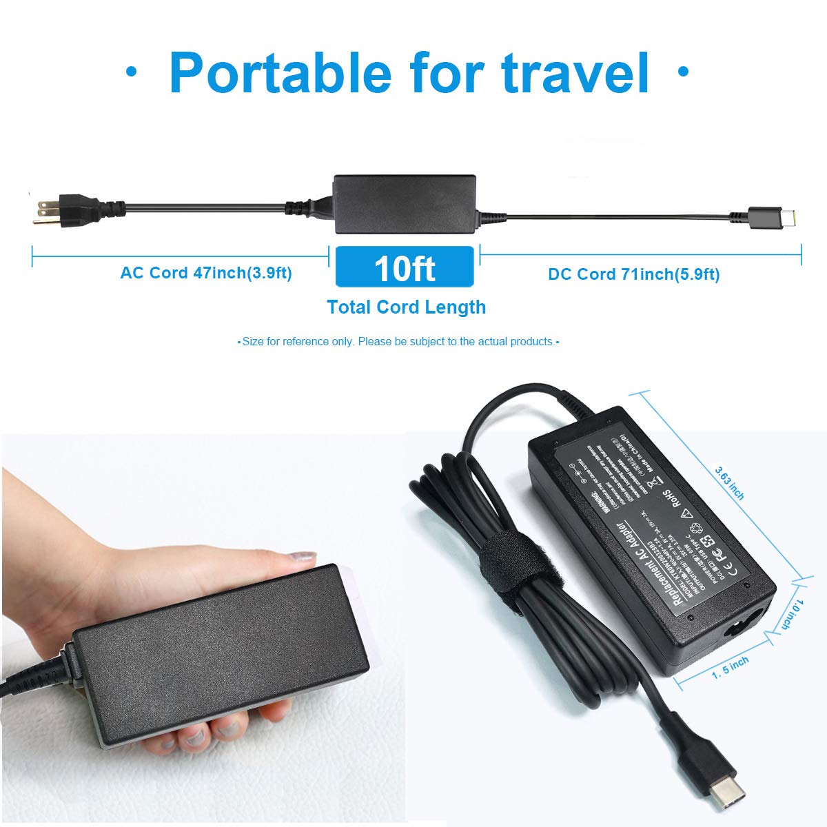 65W 45W Usb C Charger For Lenovo Thinkpad T480 T480S T490S T580 T580S T590 E480 E580 E585 Chromebook 100E 300E 500E C330 C340 S330 Yoga C930 C940 C740 S730 730 730S 910 920 X1 Carbon 5Th 6Th 7Th Gen
