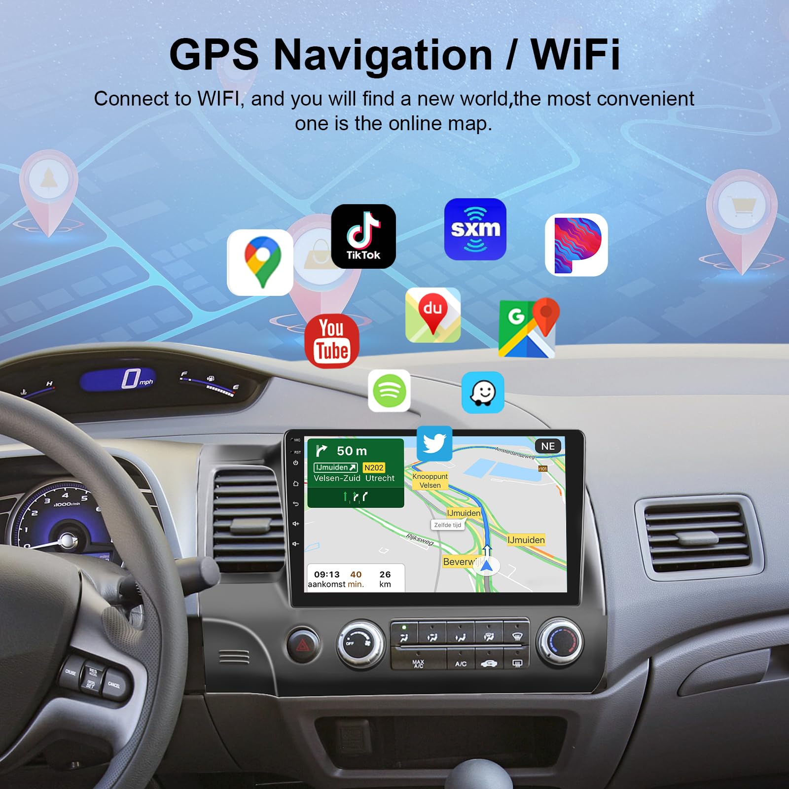 Android 13 Car Radio For Honda Civic 2006 2011 Rimoody 10.1 Inch Touch Screen Car Stereo With Gps Navigation Bluetooth Wifi Mirr