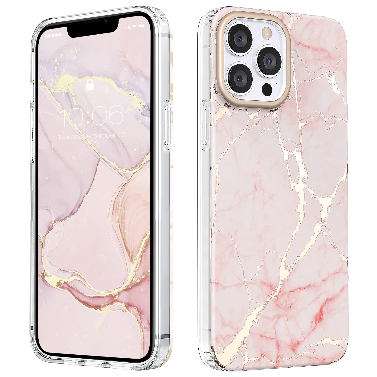 Mateprox Compatible With Iphone 13 Pro Max Case Marble Design Slim Thin Stylish Geometric Cover For Iphone 13 Pro Max 6.7'' 2021
