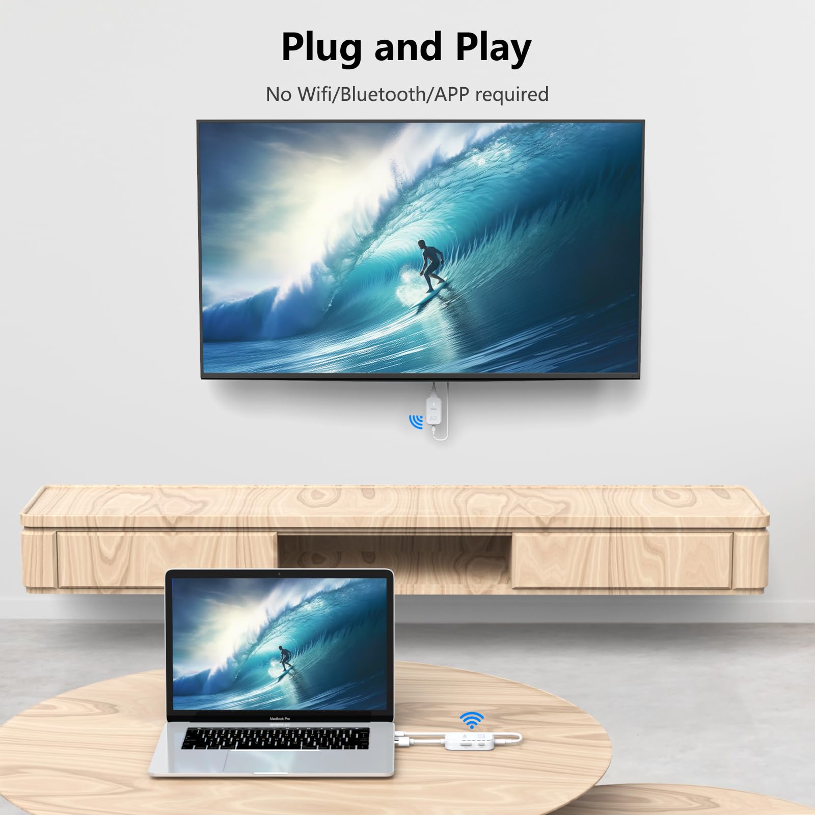 4K Wireless Hdmi Transmitter And Receiver 4K@30Hz Hdmi Wireless Extender Kit Portable 98Ft/30M Hdmi To Hdmi Display Adapter Stre