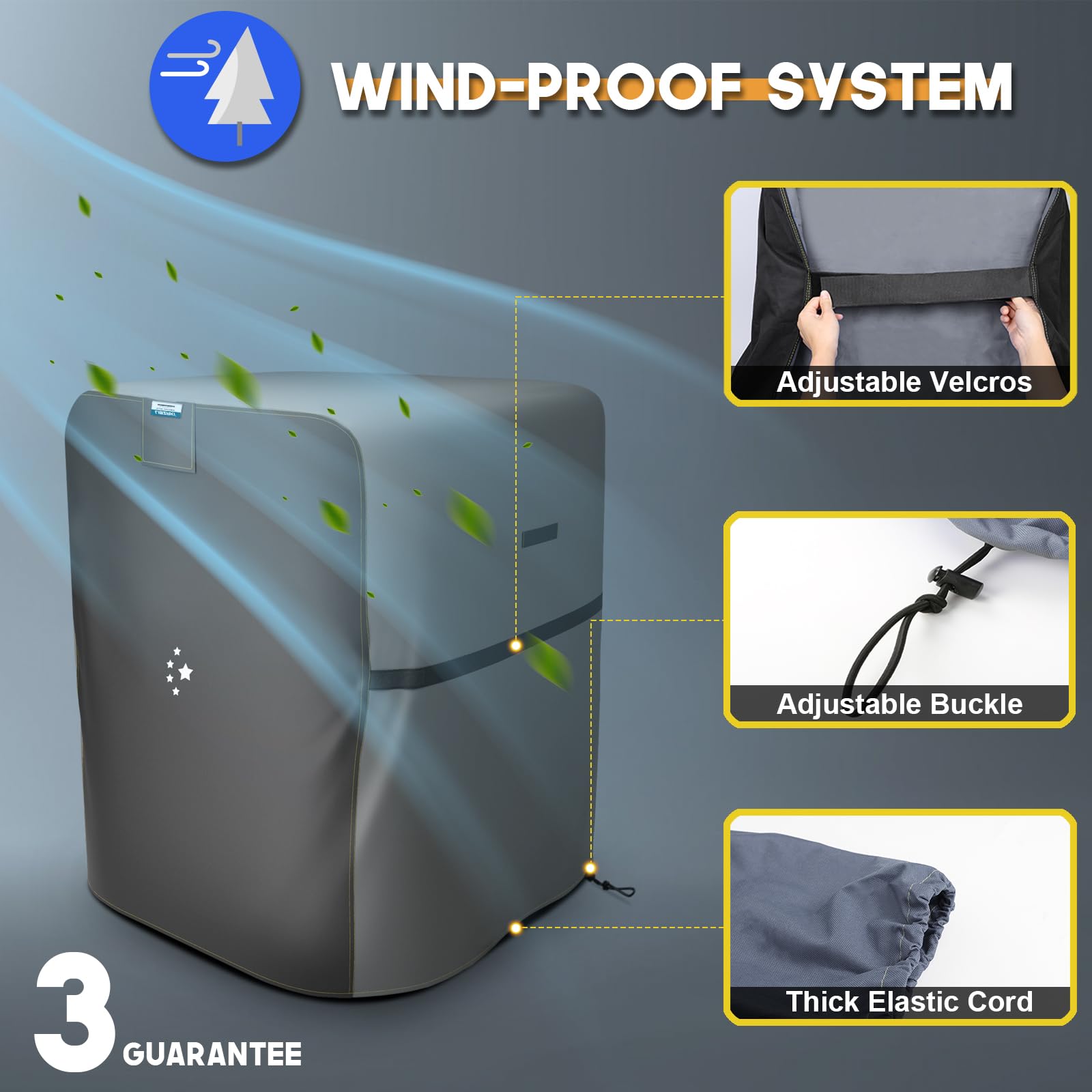 Libzaki Air Conditioner Cover Waterproof 600D Heavy Duty For Outside Units Durable Ac Cover Universal Sizes Square Fits Up To 30