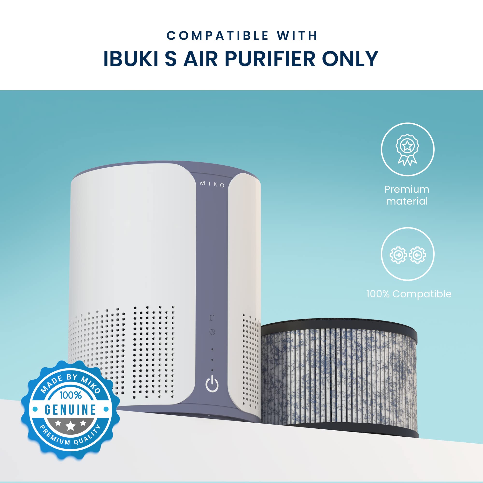 Miko Hepa Air Filter Replacement For Ibuki Air Purifier Compatible With Miko H13 Air Purifier C102, Circular Air Cleaner Replace