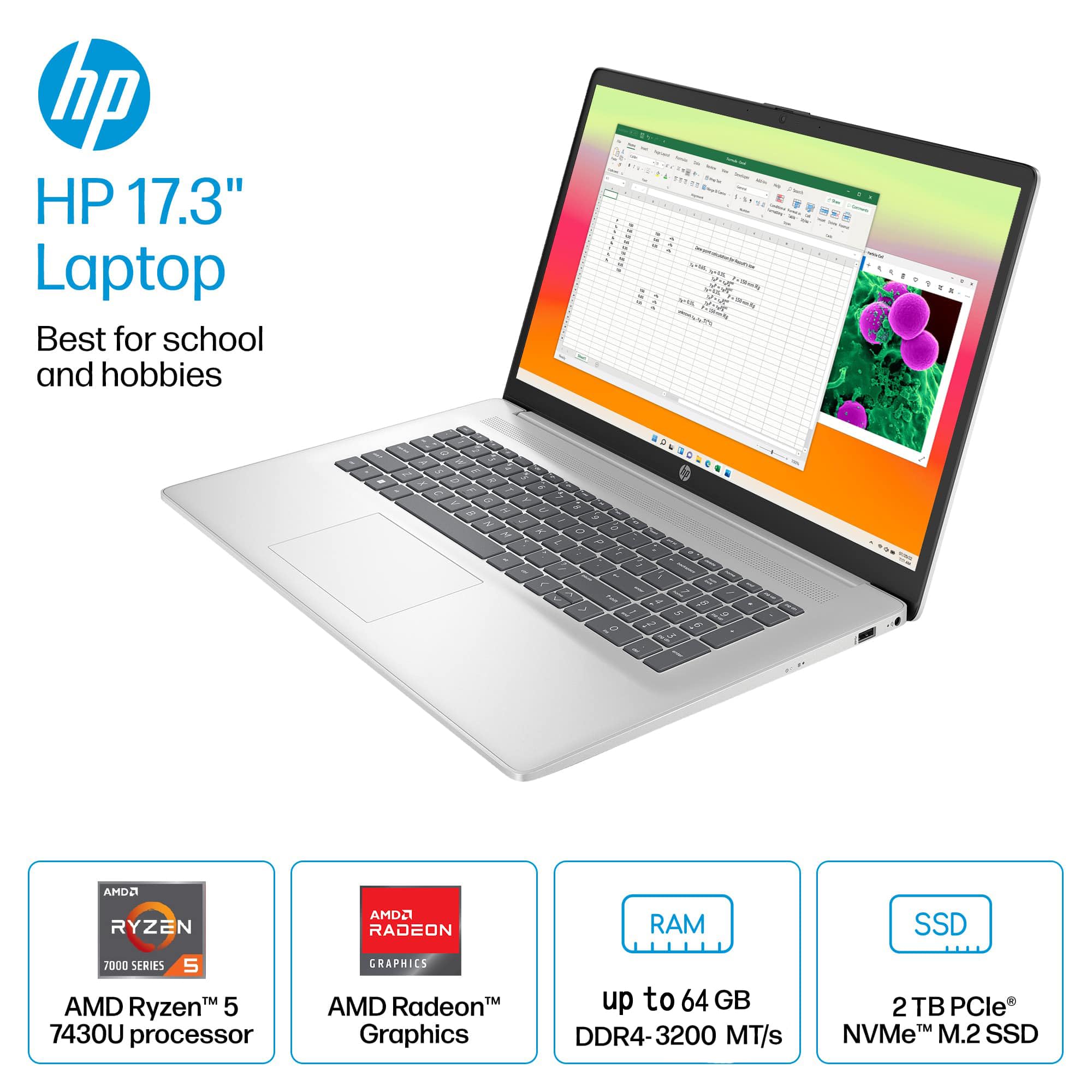 Hp 17 Inch Business Laptop Computer - Office Lifetime, 17.3 Fhd+ Display, Amd Ryzen 5 7430U(Beats I7), Amd Radeon Graphics, Wind