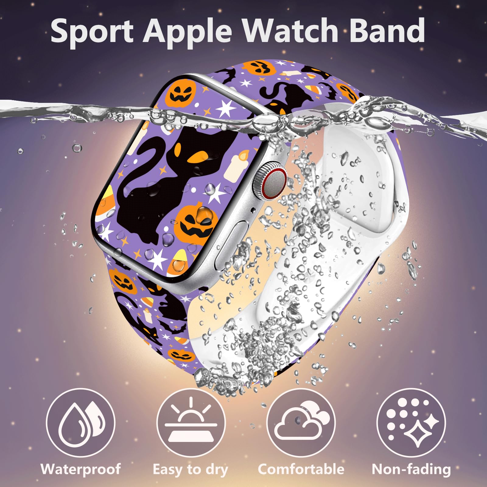 Vieeki Halloween Pumpkin Smiley Face Watch Band Compatible With Apple Watch Band 38Mm 40Mm 41Mm 42Mm 44Mm 45Mm 46Mm For Women Me