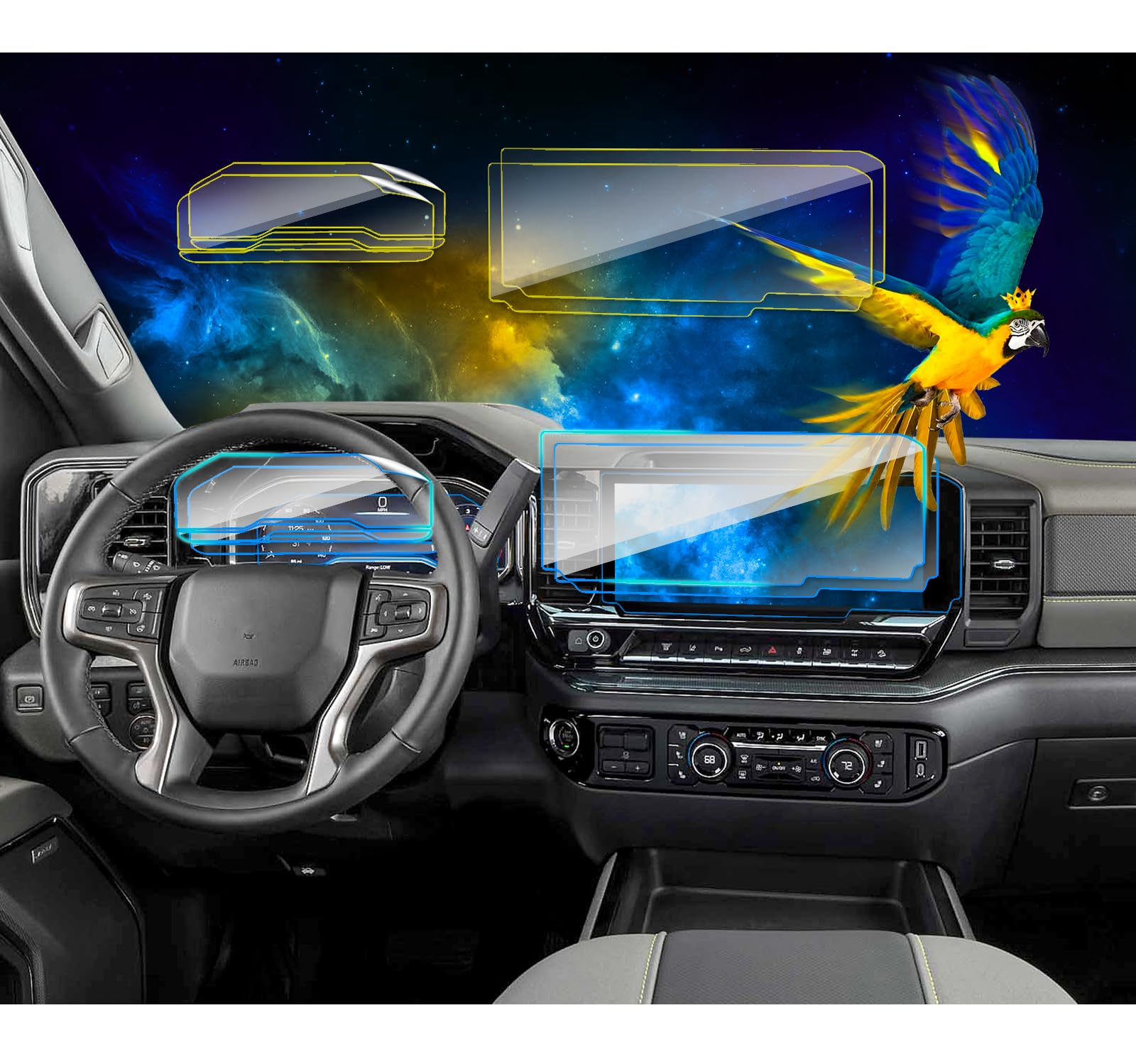 Eueky?4Pcs For 2022 2023 2024 Silverado Sierra 1500 Screen Protector For 2022 2023 2024 Silverado Gmc Sierra 1500 2500 3500 Hd 1