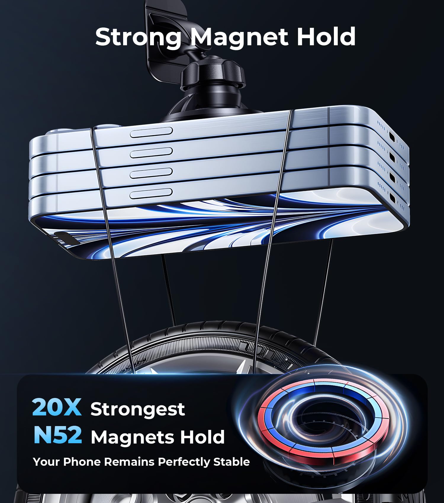 ?20X Official Certified Magnets ?For Magsafe Car Mount, 2In1 Dashboard Air Vent Phone Holder, Strong Adhesive, Heat Resistant, 3