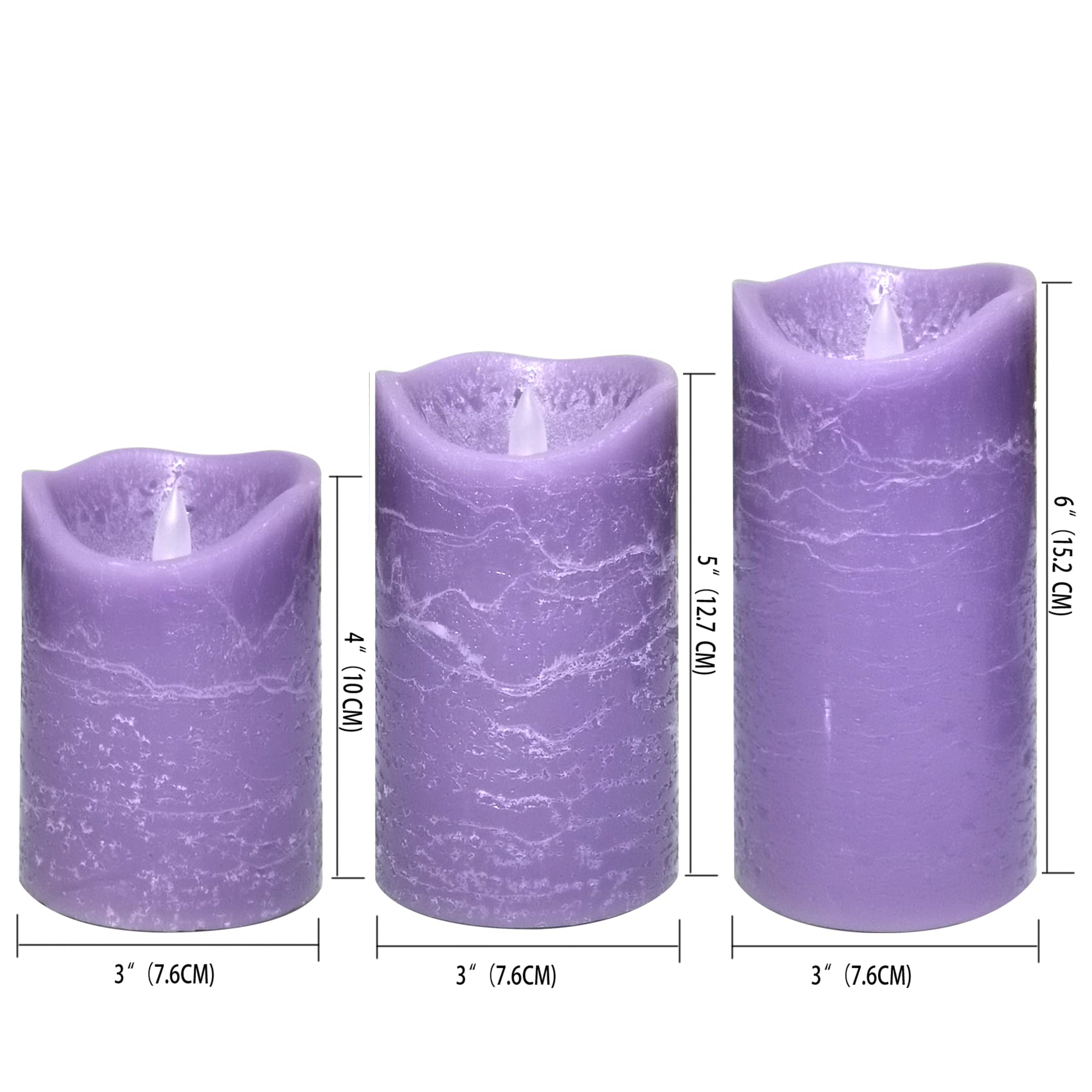 Battery Operated Flameless Led Candles Real Wax Pillar Candles With Remote Timer Electric Flickering Decorative Purple Wax Candl
