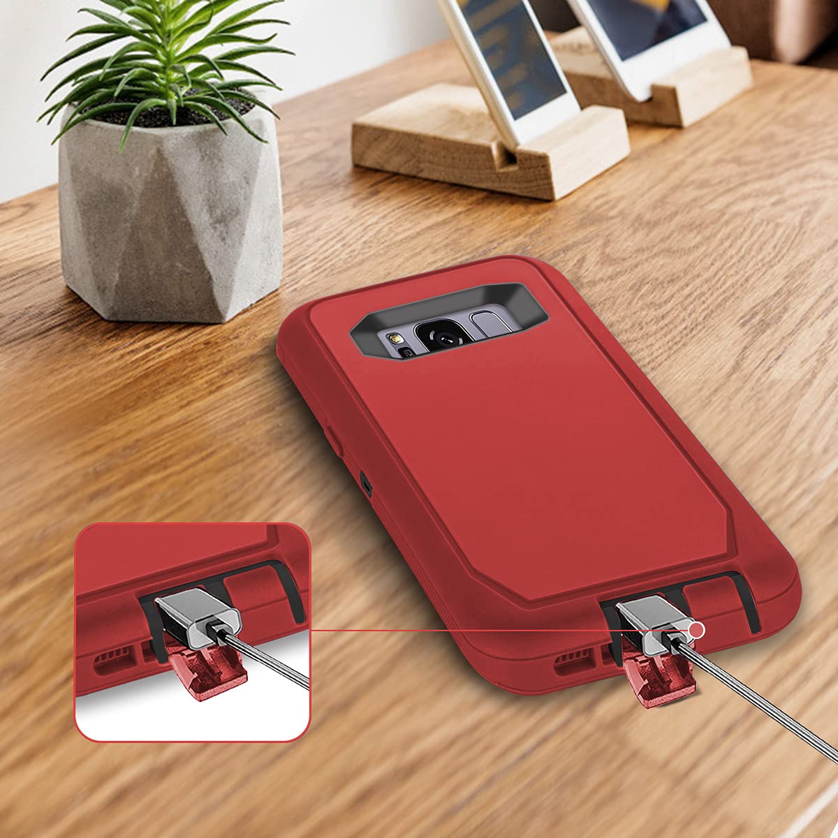 I-HONVA Samsung Galaxy S8 Plus Shockproof Dustproof Rugged Heavy Duty Phone Case Polycarbonate Red/Black