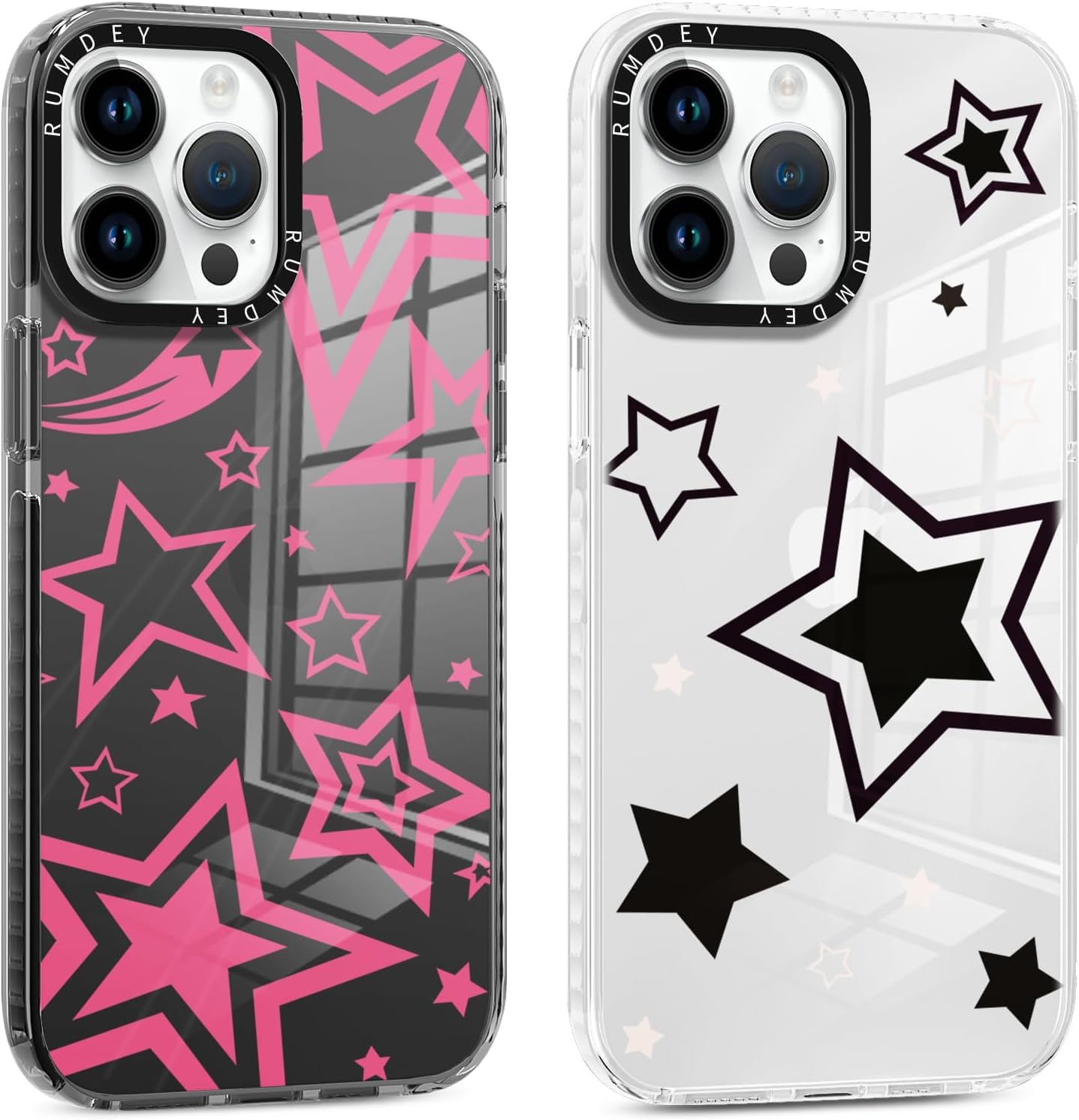 Rumdey 2 Pack Cute Stars Phone Case For Apple Iphone 13 Pro Max 6.7 Inches, Soft Slim Fashion Protective Phone Cover For Women G