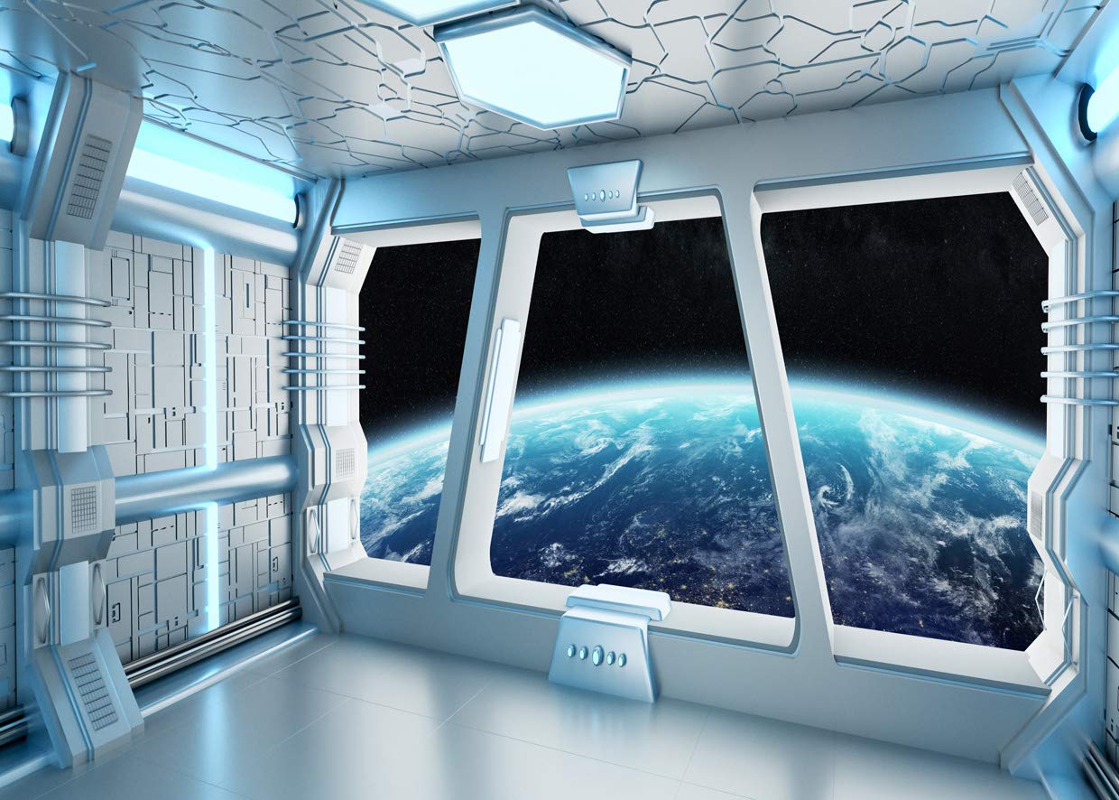 Lywygg 10X8Ft Vinyl Spaceship Interior Background Futuristic Science Fiction Photography Backdrops Spacecraft Cabin Photo Shoot Studio Props Astronomy Universe Galaxy Outer Space Station Cp 214 1008