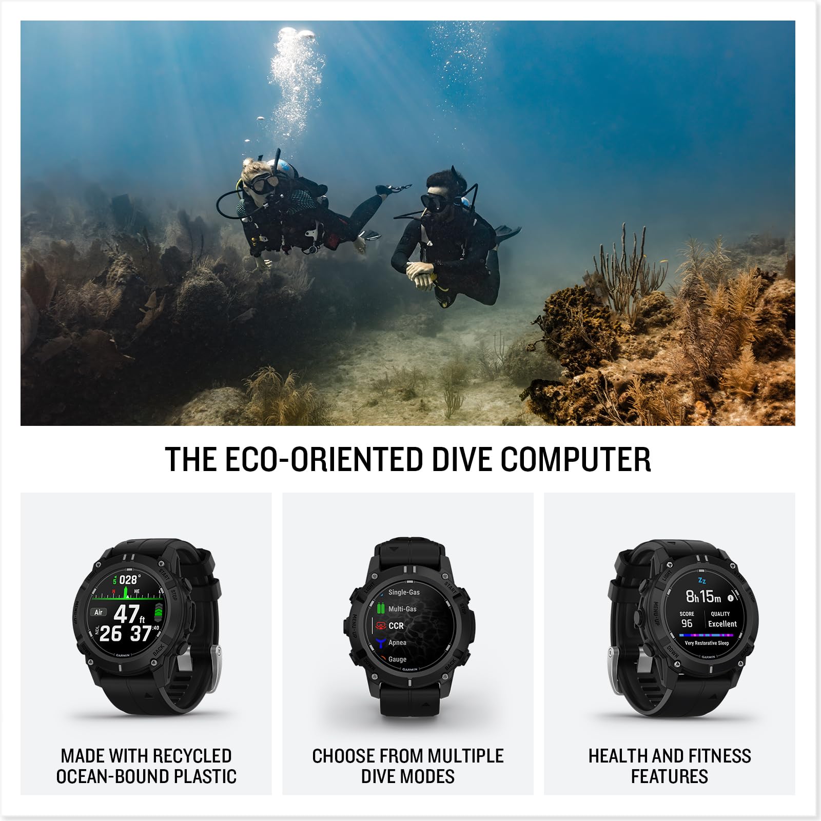 Garmin Descent G2, Watch-Style Dive Computer, Bright Amoled Display, Multiple Dive Modes, Health And Wellness Features, Black Wi