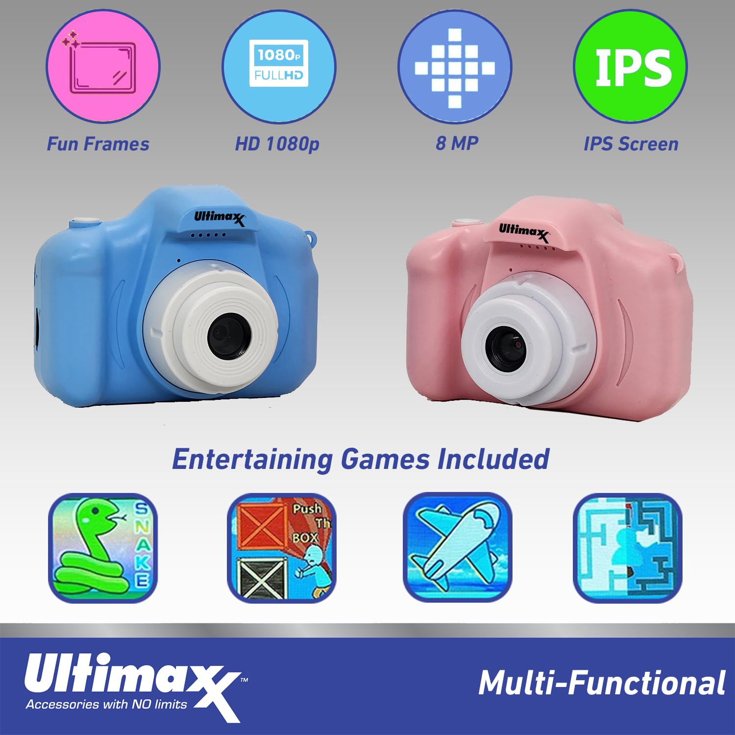 Ultimaxx Essential Kids Digital Camera Bundle (Blue)   Includes: 32Gb Microsd Card, High Speed Memory Card Reader With Internal Microsd Slot, Lanyard, Microfiber Cloth & More (6Pc Bundle)