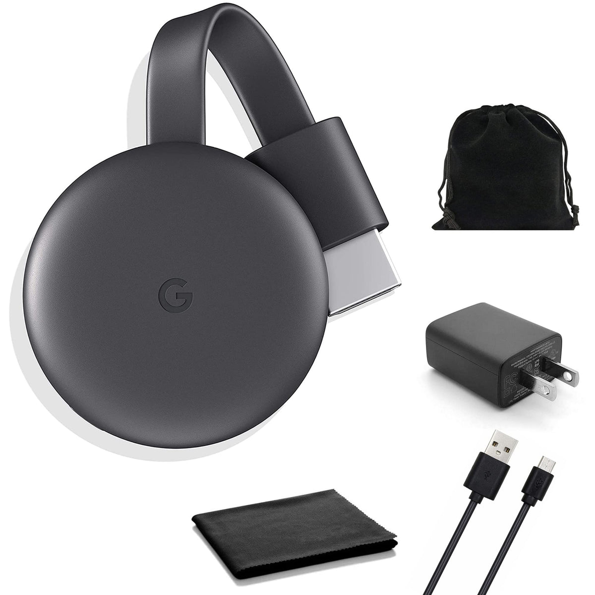 Google Chromecast - Streaming Device With Hdmi Cable - Stream Shows, Music, Photos, And Sports From Your Phone To Your Tv With M
