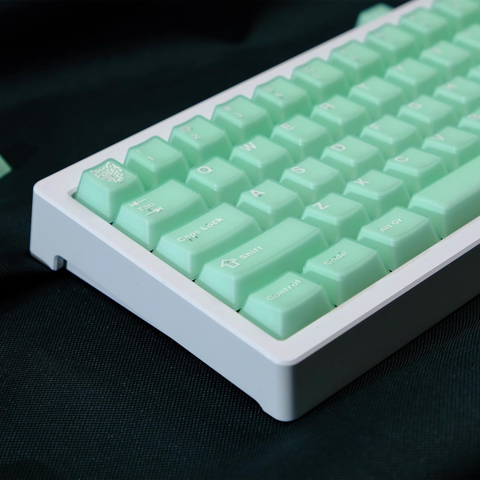 114Keys Translucent Keycaps Cherry Profile Pbt Doubleshot Green Keycaps Set Fit For 60% 65% 75% Cherry Mx Switches Mechanical Ke