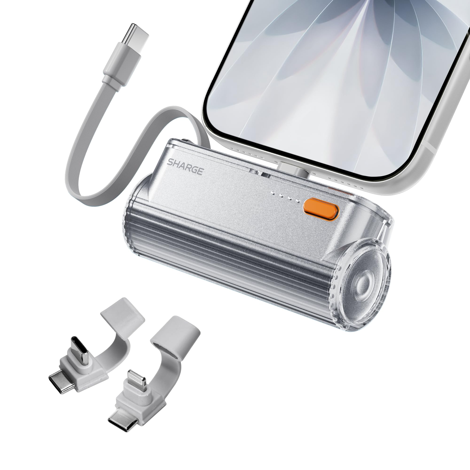 sharge Mini Portable Charger 5800mAh, Power Bank with Builtin USBC Cable