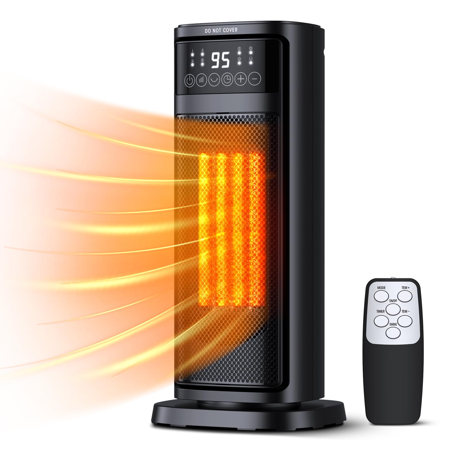 Giofxy Indoor Space Heater, 1 12H Timer, Digital Display, 70Oscillation, Ptc Ceramic Electric Heating 1500W, Suitable For Office