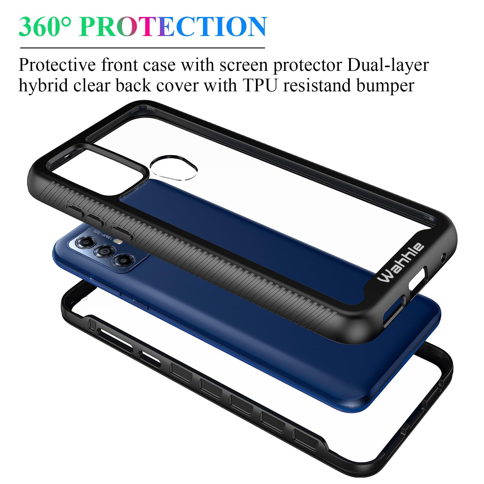 Wahhle Compatible With Moto G Play 2023 Case, Moto G Power 2022 Case, Moto G Pure Case, Built In Screen Protector Full Body Shoc