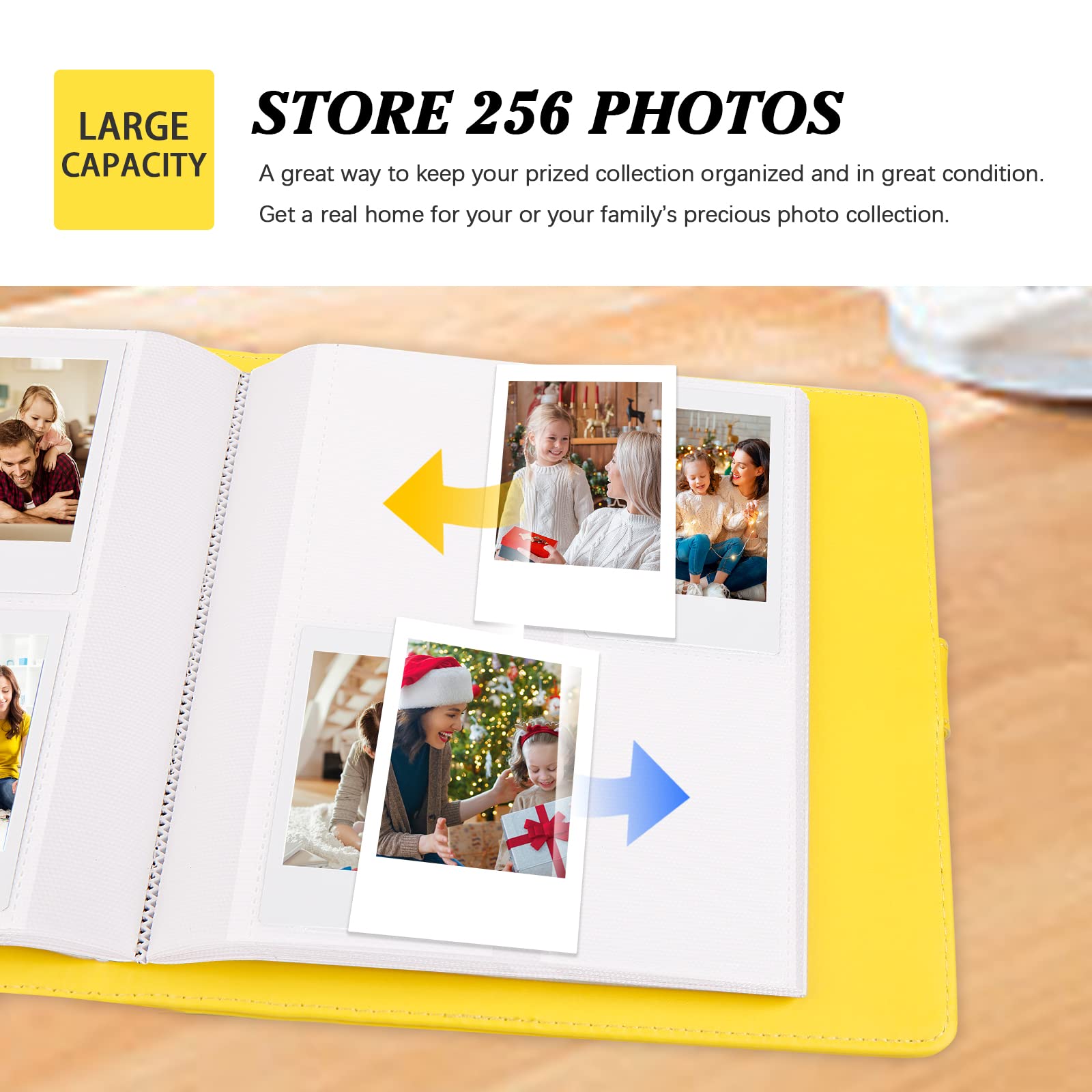 256 Photos Album For Fujifilm Instax Mini Camera/Polaroid 2�X3� Pictures, 2X3 Photo Album Book For Fujifilm Instax Mini 11 12 Evo 9 90 70 40 8 Instant Camera,Yellow