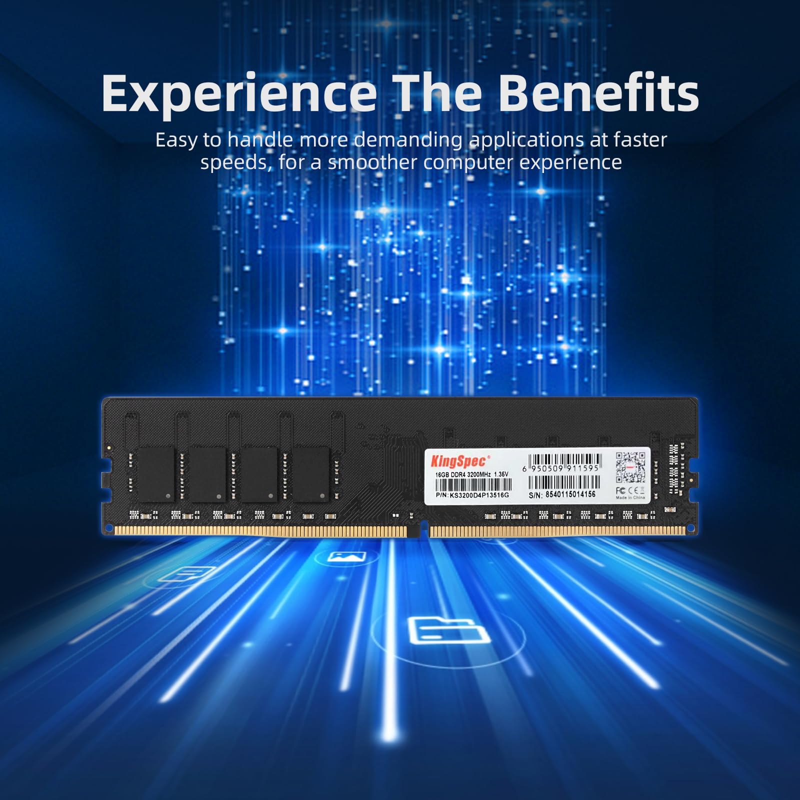 Kingspec 16Gb Ddr4 Ram 3200Mhz, 1.35V 288 Pin Dimm Cl18 Desktop Memory Module