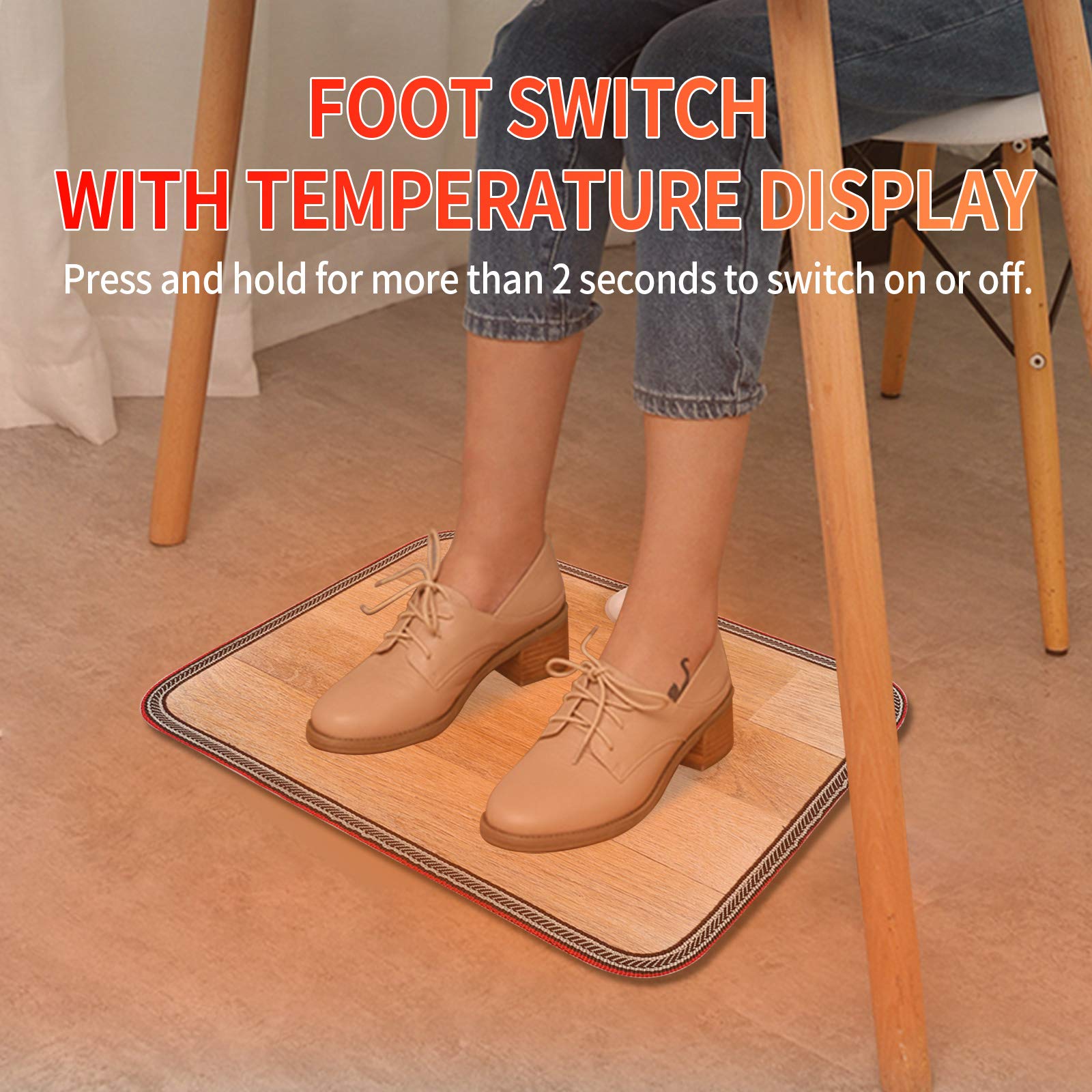 Tishijie Electric Heated Floor Mats   Ac 110V Foot Heater, Heated Foot Warmer Mat Under Desk For Office And Home