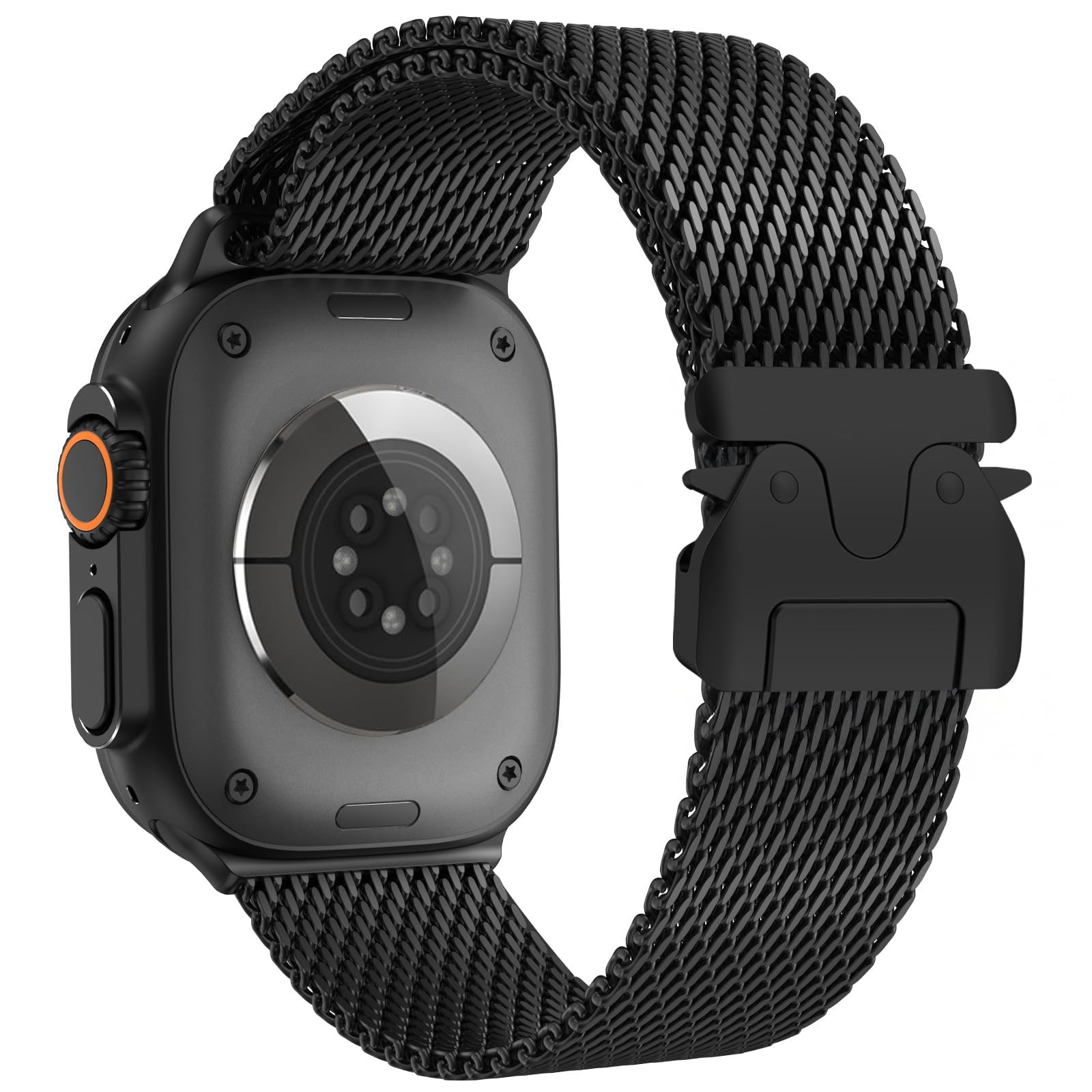 Titanium Milanese Loop Band Compatible With Apple Watch Bands Ultra 2/Ultra 49Mm 46Mm 45Mm 44Mm For Men, Parachute-Style Buckle 