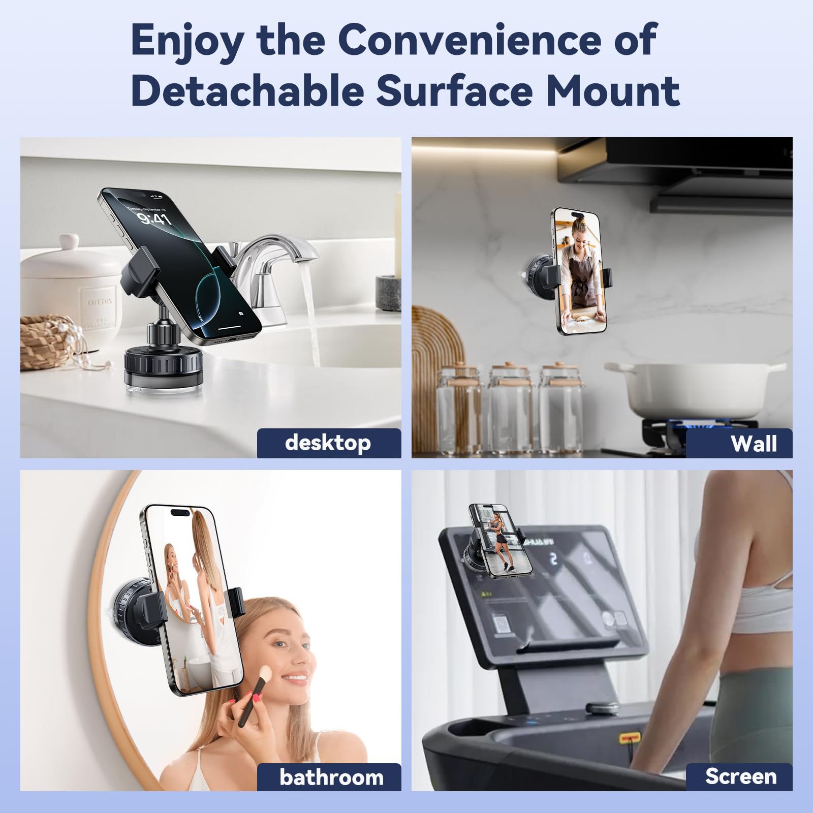 Nediea Vacuum Suction Cup Phone Mount, Hands-Free Shower Cell Phone Holder, 720 Degree Adjustable Phone Suction Grip Stand For M