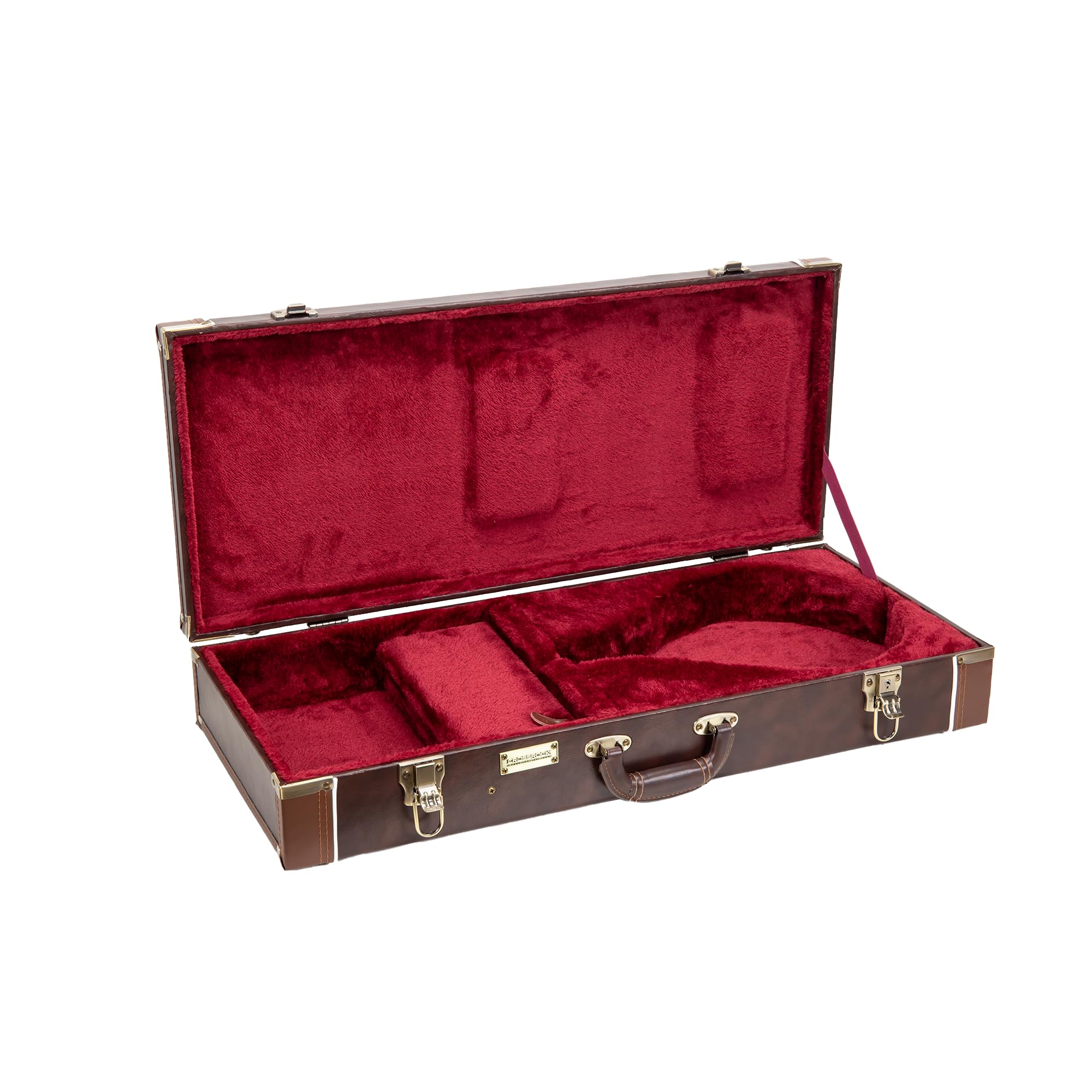 Crossrock Rectangular Wooden Case Fits A-Style Mandolins, With Accessory Compartment, Stainless Steel Latches, Metal Feet-Vintag