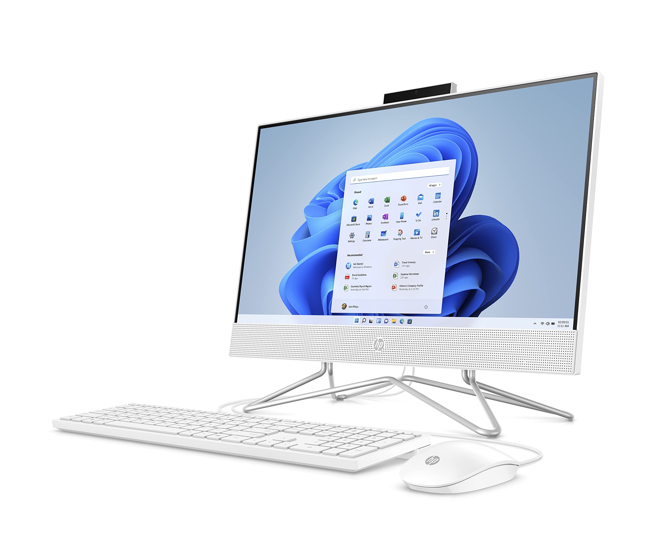 HP 21.5' All in One Desktop, Intel Pentium Silver J5040 Processor, Intel UHD Graphics 605, 4 GB RAM, 128 GB Storage, Windows 11 Home (22 dd0120, 2021),Snow white