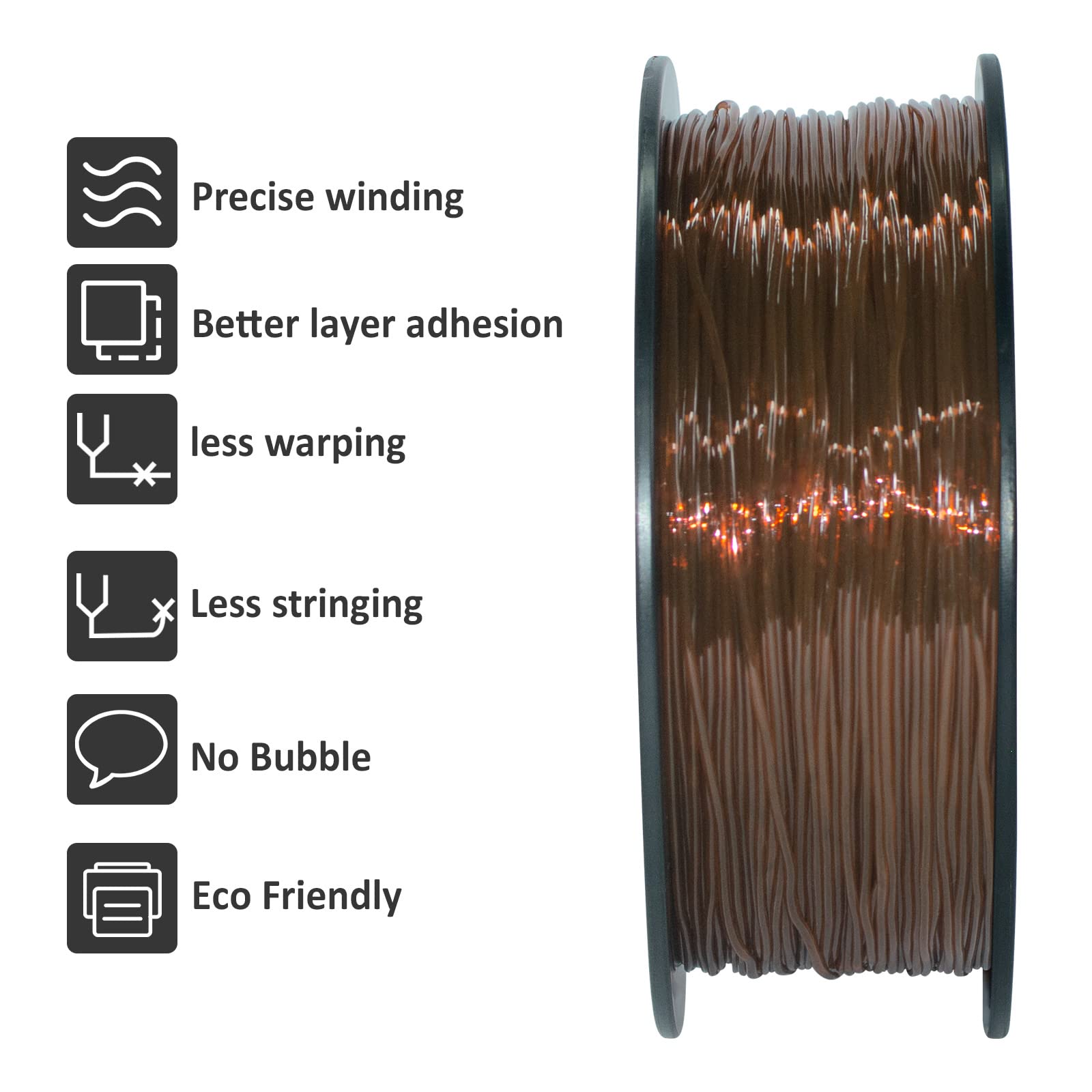 Giantarm Tpu Filament 1.75Mm Flexible Soft 3D Printer Consumables Brown,95A 1Kg Spool (2.2 Lbs.), Dimensional Accuracy +/  0.05