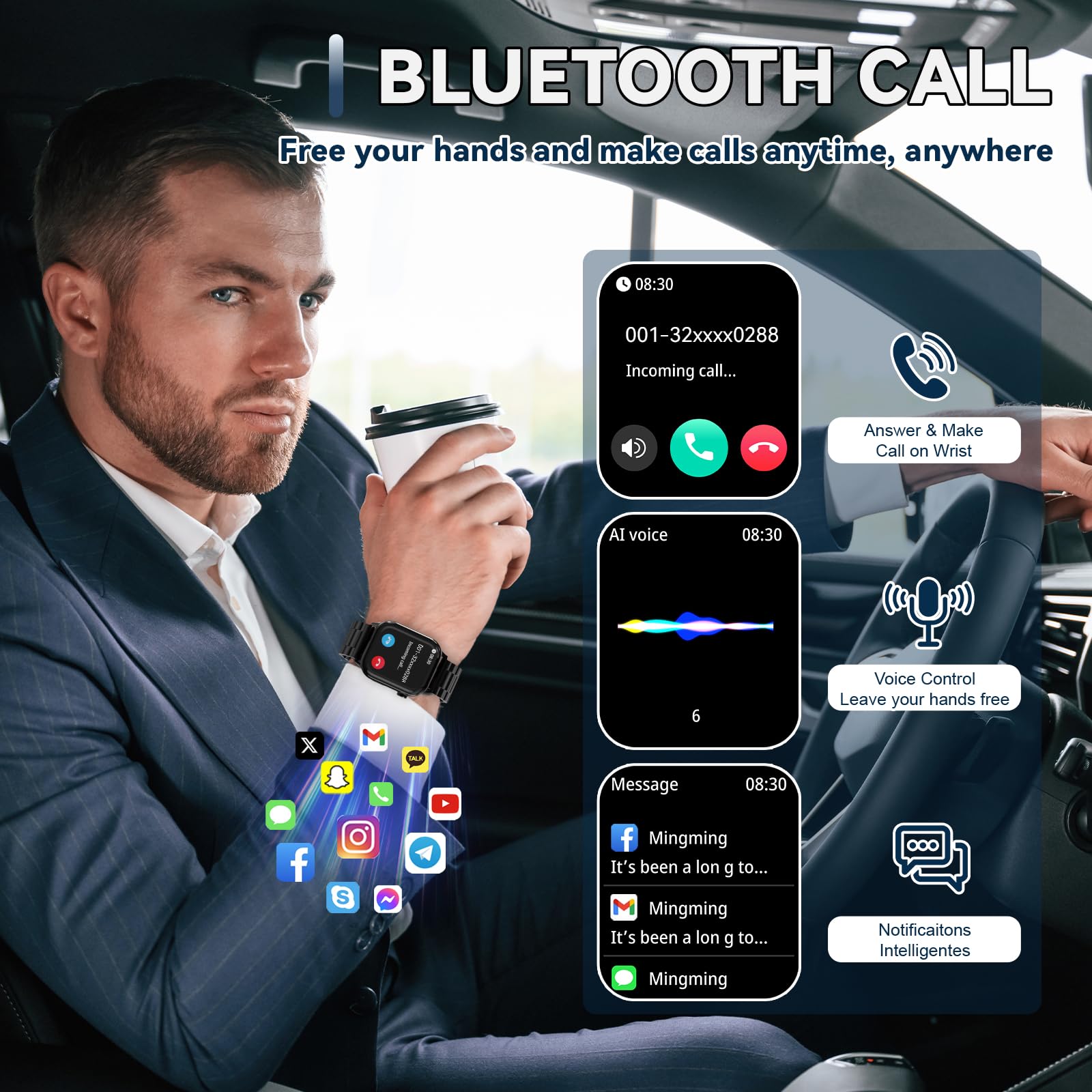 Homailida Smart Watch For Men With Answer/Make Calls, 1.85  Hd Display Fitness Tracker Watch With Waterproof 100+Sports Modes He