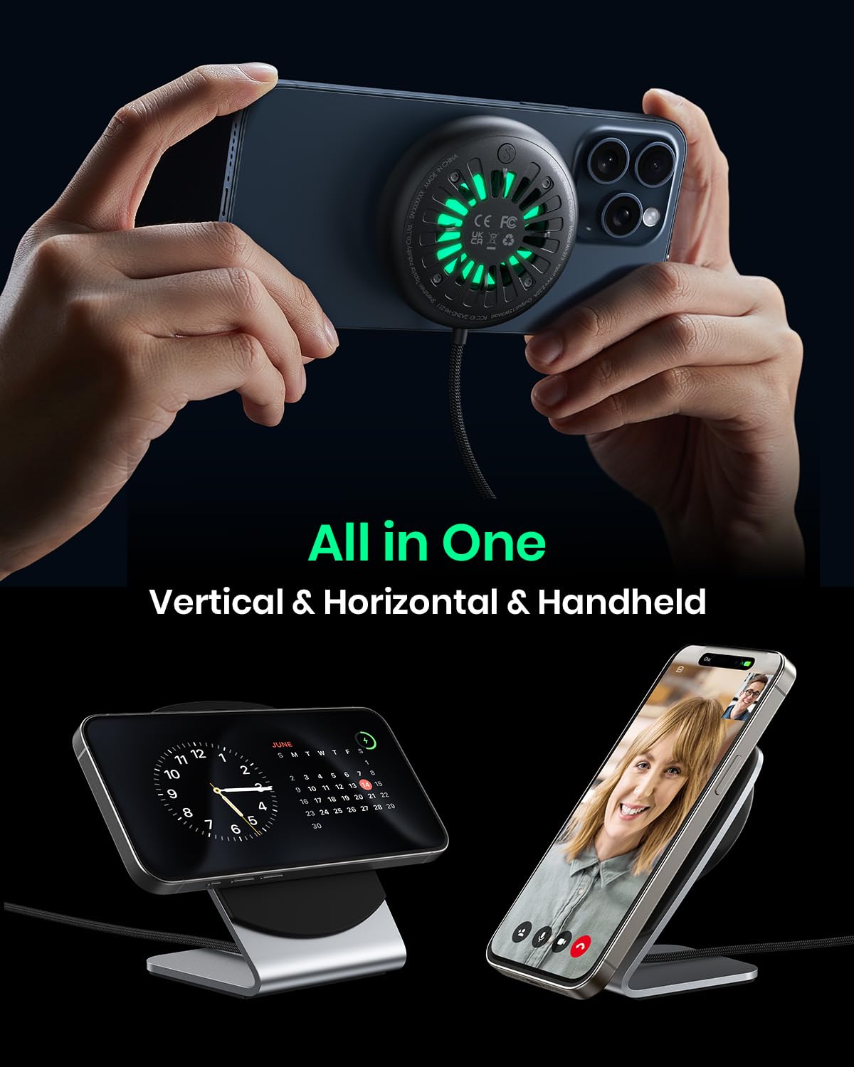 Iniu For Magsafe Charger, 15W Fast Charging Magnetic Wireless Charger Stand, Travel Essential Wireless Charging Station With Sle