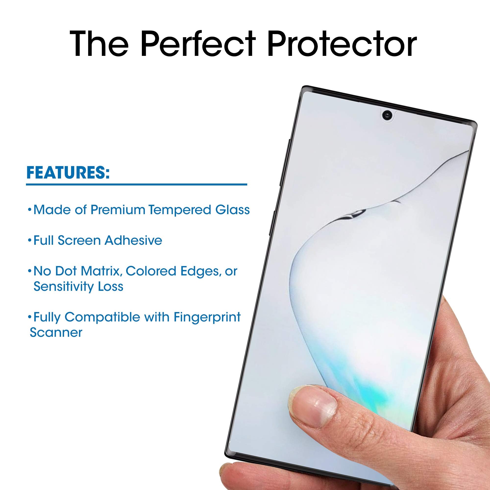 Amfilm Ultra Glass Screen Protector For Samsung Galaxy Note 10 Plus, Uv Gel Application, Compatible With Ultrasonic Fingerprint