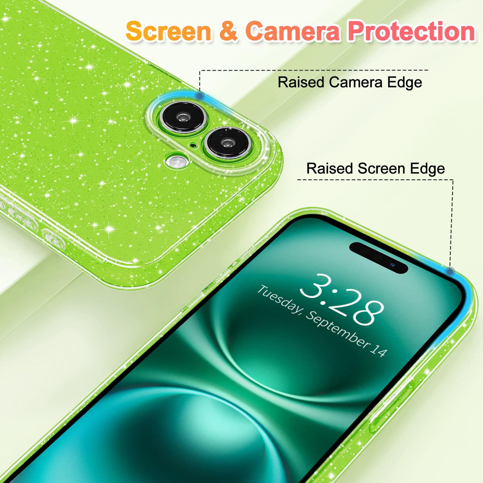 Hython Case For Iphone 16 Plus Case Glitter Cute Sparkly Shiny Bling Sparkle Phone Cases 6.7, Thin Slim Fit Soft Tpu Bumper Shoc