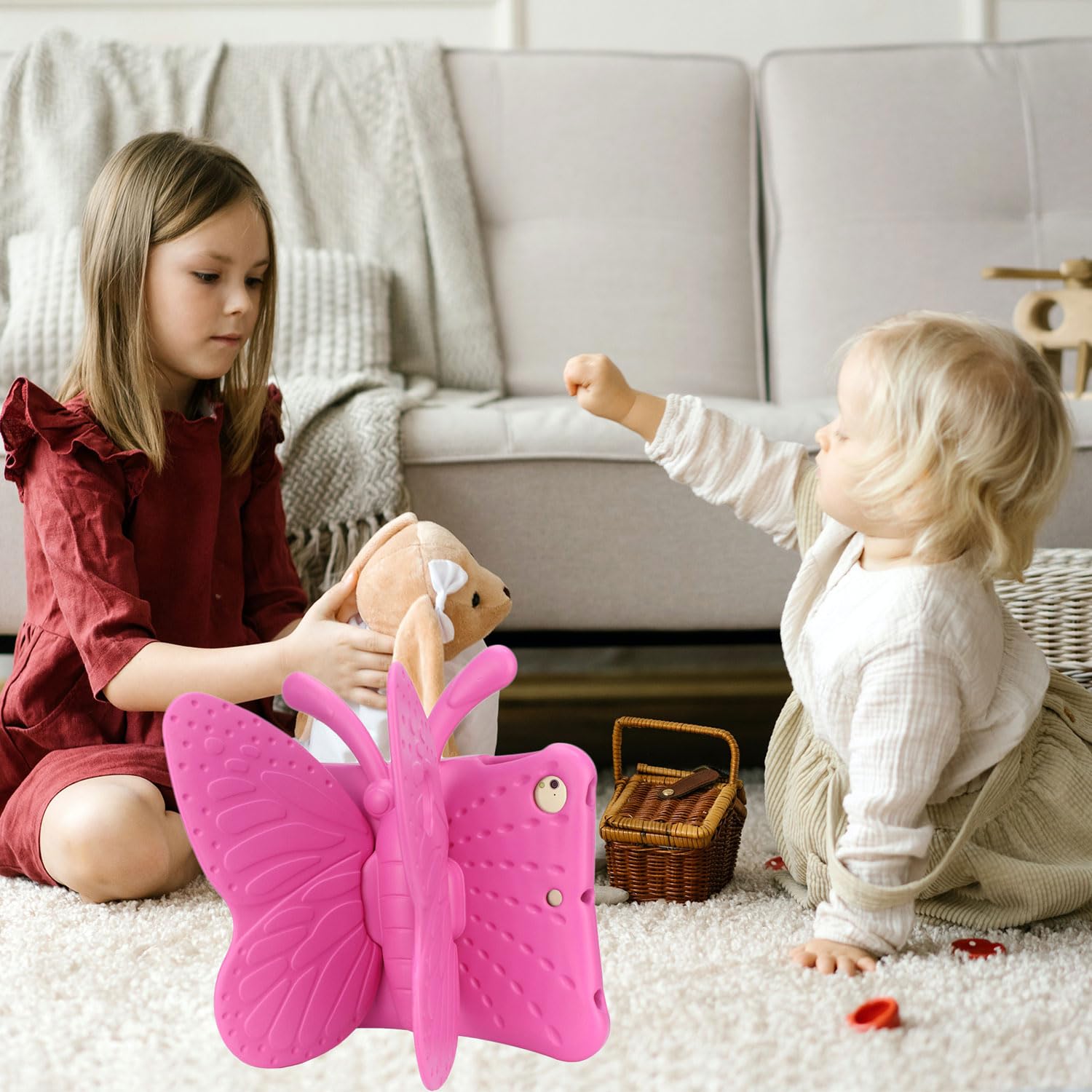 Tading Kids Ipad 6Th Generation / 5Th Generation Case For Kids,Cute Butterfly Shockproof Eva Foam Super Protection Stand Cover F