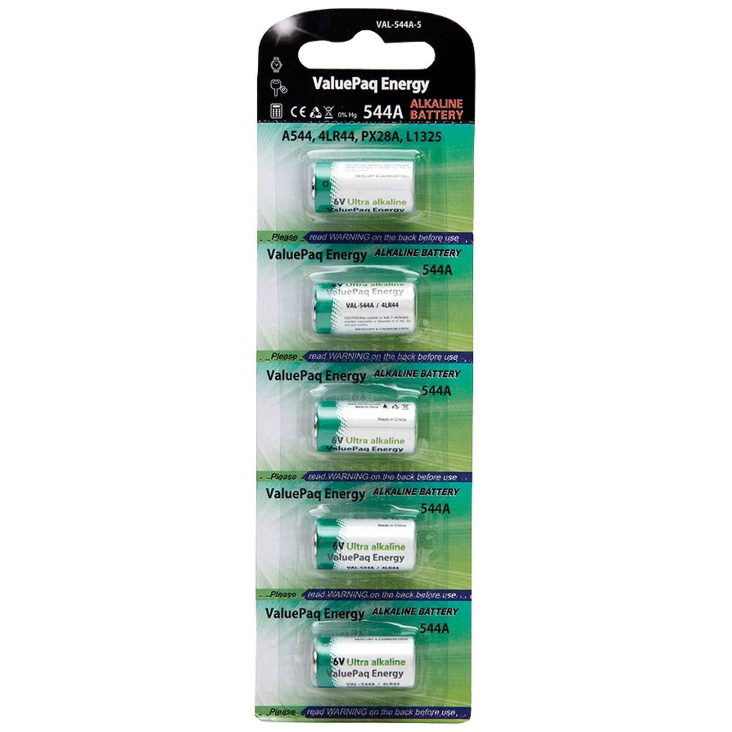 Dantona VAL-544A-5 ValuePaq Energy 544A Alkaline Cylindrical Cell Batteries, 5 Count (Pack of 1)