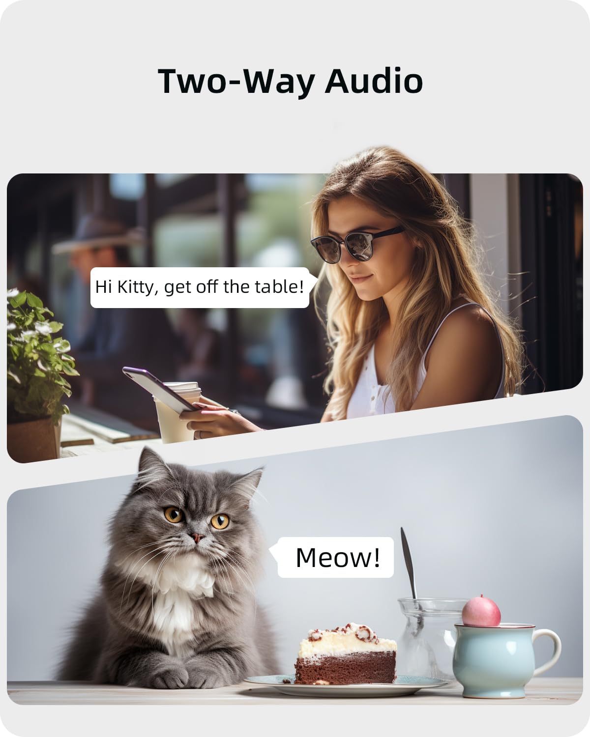 Blurams Security Camera 2K, Baby Monitor Dog Camera 360 Degree For Home Security (White + 64Gb Tf Card)