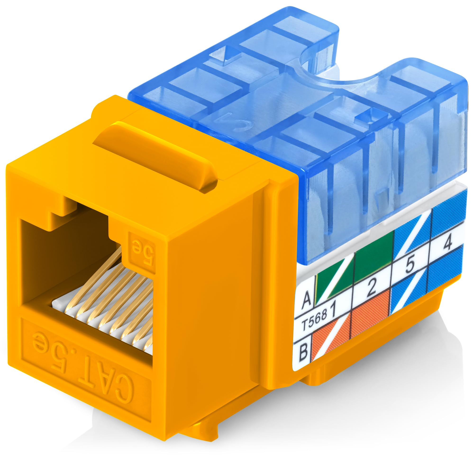 Everest Media Solutions 90 Angled Cat5E Keystone Jack In Yellow   Slim Profile Rj45 Ethernet Connector   Compatible With 90 Angl