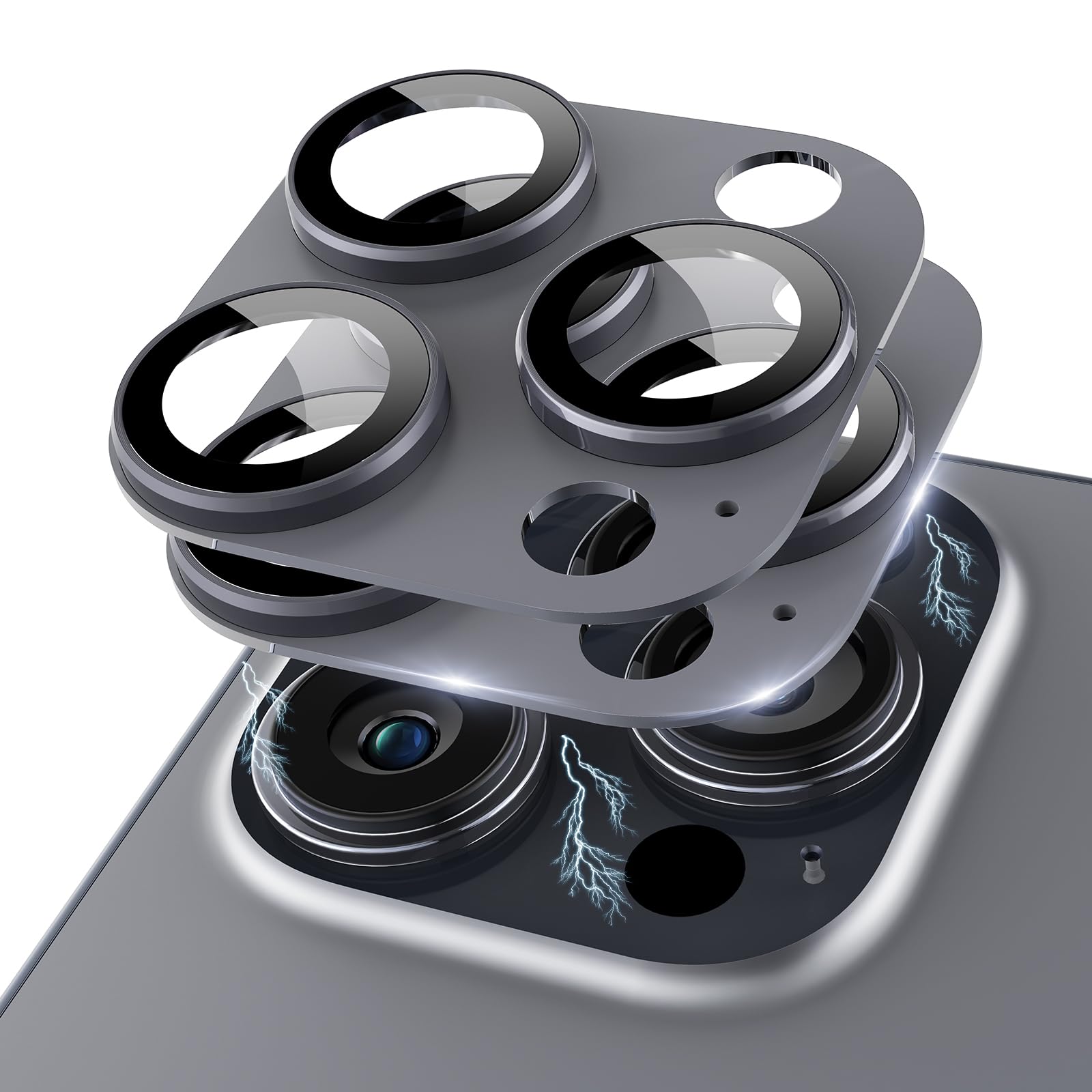 Kanosan For Iphone 16 Pro/Iphone 14 Pro/Iphone 14 Pro Max/Iphone 16 Pro Max Camera Lens Protector [Full Coverage Metal] 9H Tempe