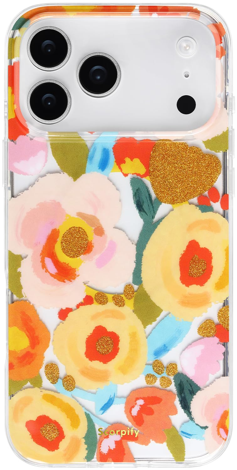 SCORPIFY for iPhone 17 Pro Max Case [Compatible with MagSafe] with Heronsbill Floral Design, Cute Clear Flower Magnetic Phone Co