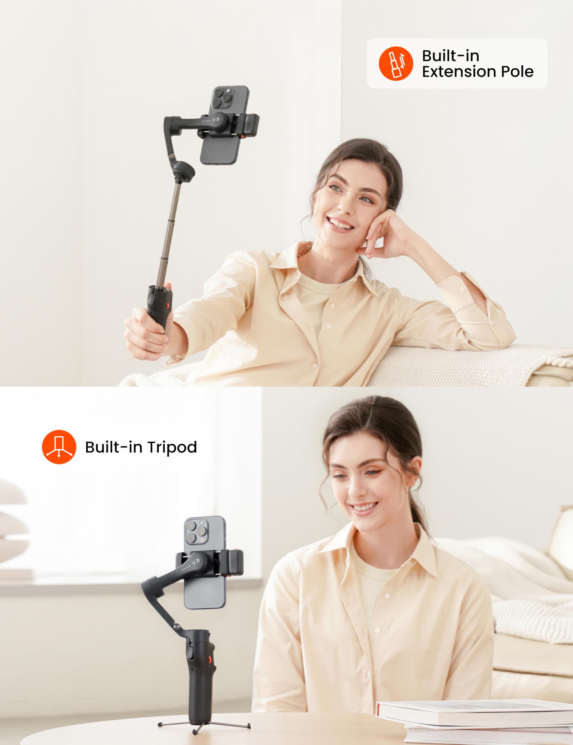 Hohem Isteady V3 Gimbal Stabilizer For Smartphone, 3-Axis Stabilization With Ai Tracker, Detachable Remote Control, Built-In Ext