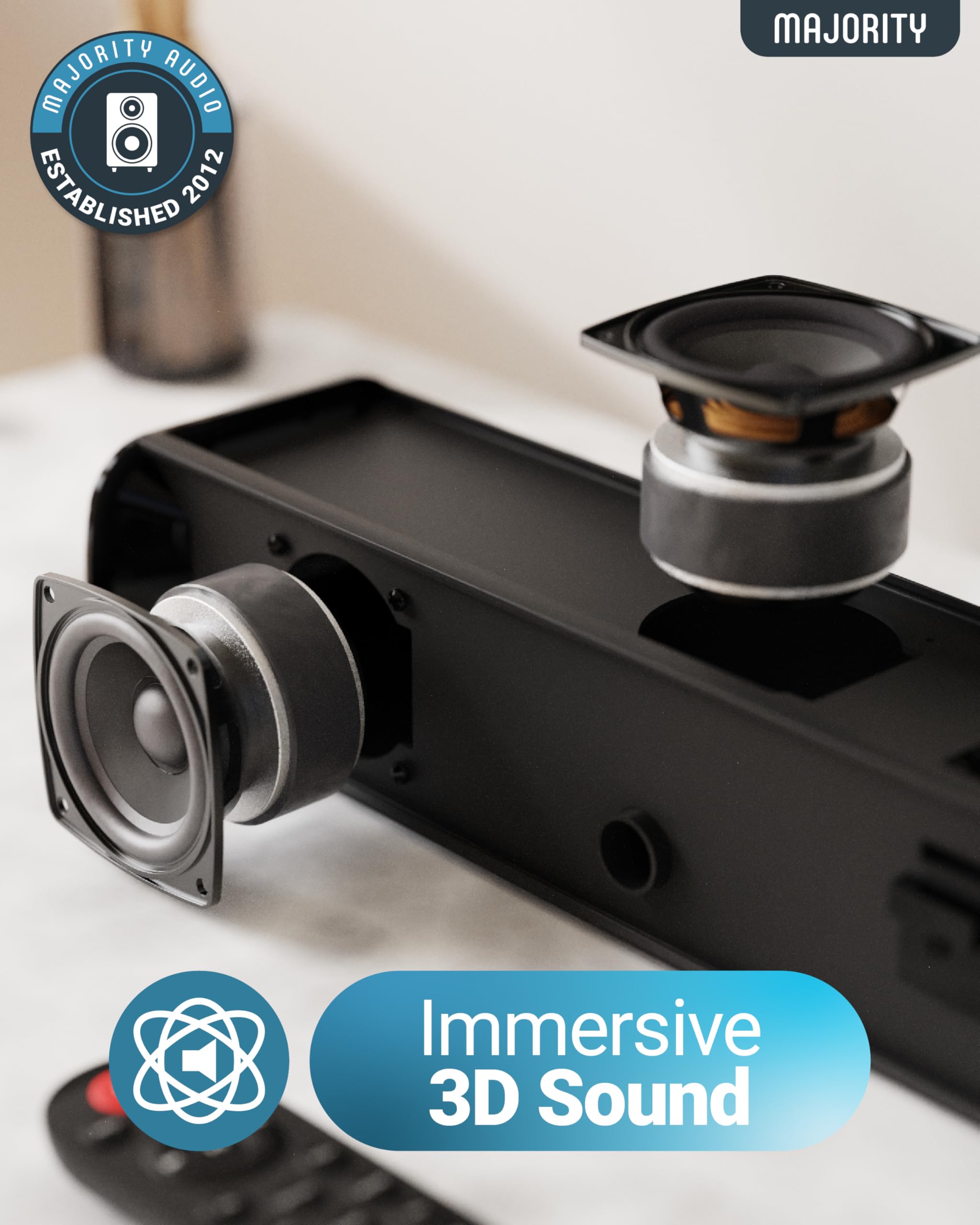 Majority Bluetooth 120W Tv Sound Bar For Smart Tv, 24 Inch, 2.1 Channel, 3D Sound With Built-In Subwoofer | Eq Control, Hdmi Arc