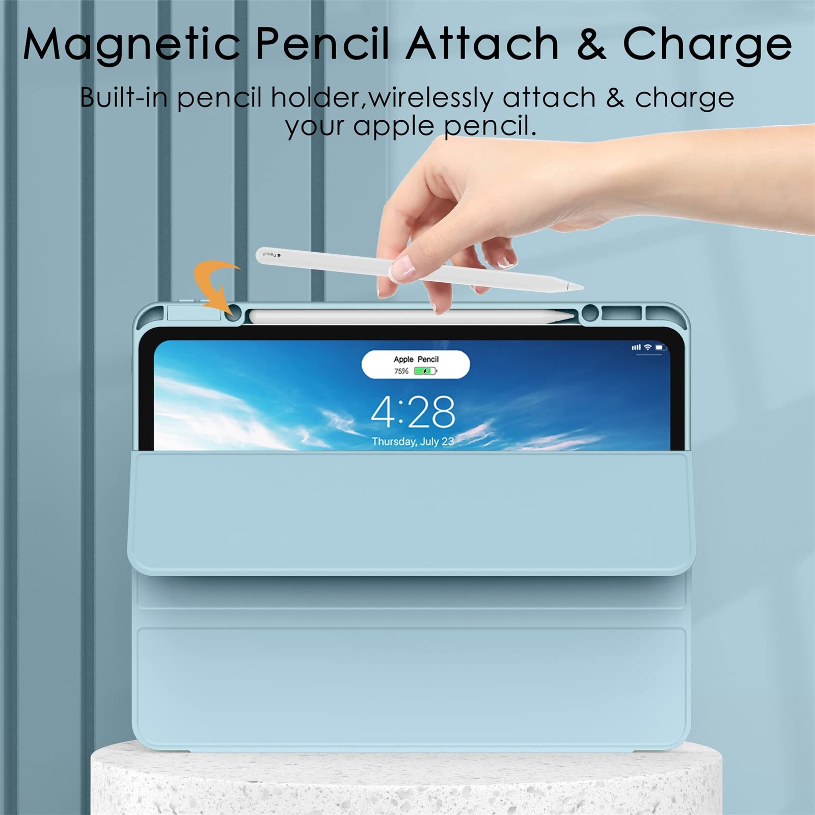 Soke Case For Ipad Pro 12.9 Inch (6Th/5Th/4Th/3Rd Generation, 2022/2021/2020/2018)   Pencil Holder + Auto Sleep/Wake + Camera Pr