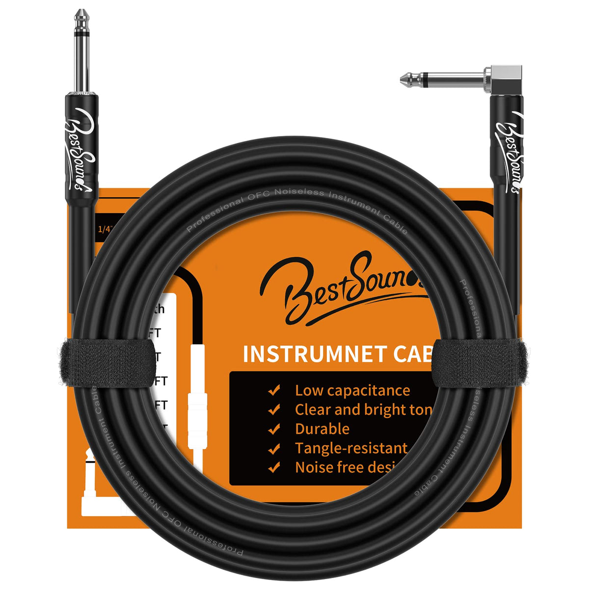 Bestsounds Electric Guitar Cable 20Ft, Instrument Cable Cord For Bass Guitar Amp Bass Amplifier Audio Keyboard 1/4'' Cable