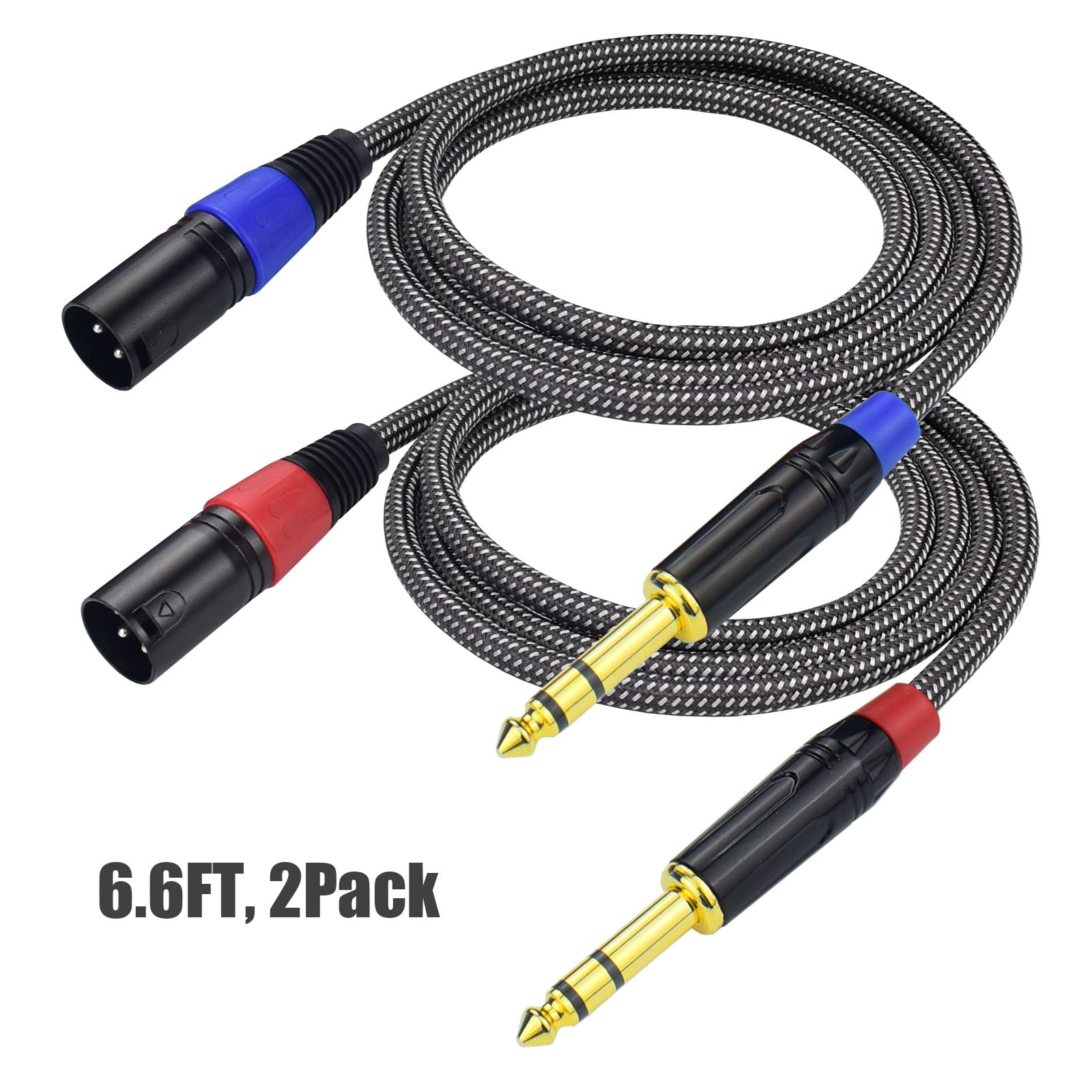 Ihurllu Balanced 1/4 Trs To Xlr Male Patch Cable, 6.6Feet Quarter Inch 6.35Mm To 3Pin Xlr Male Microphone Cable, Heavy Duty Nylo