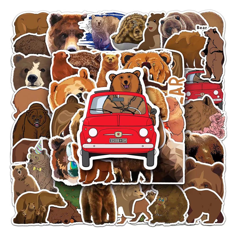 Brown Bear Stickers |50Pcs Brown Bear Waterproof Vinyl Decals For Bike Water Bottles Laptop Bicycle Refrigerator Cup Luggage Com