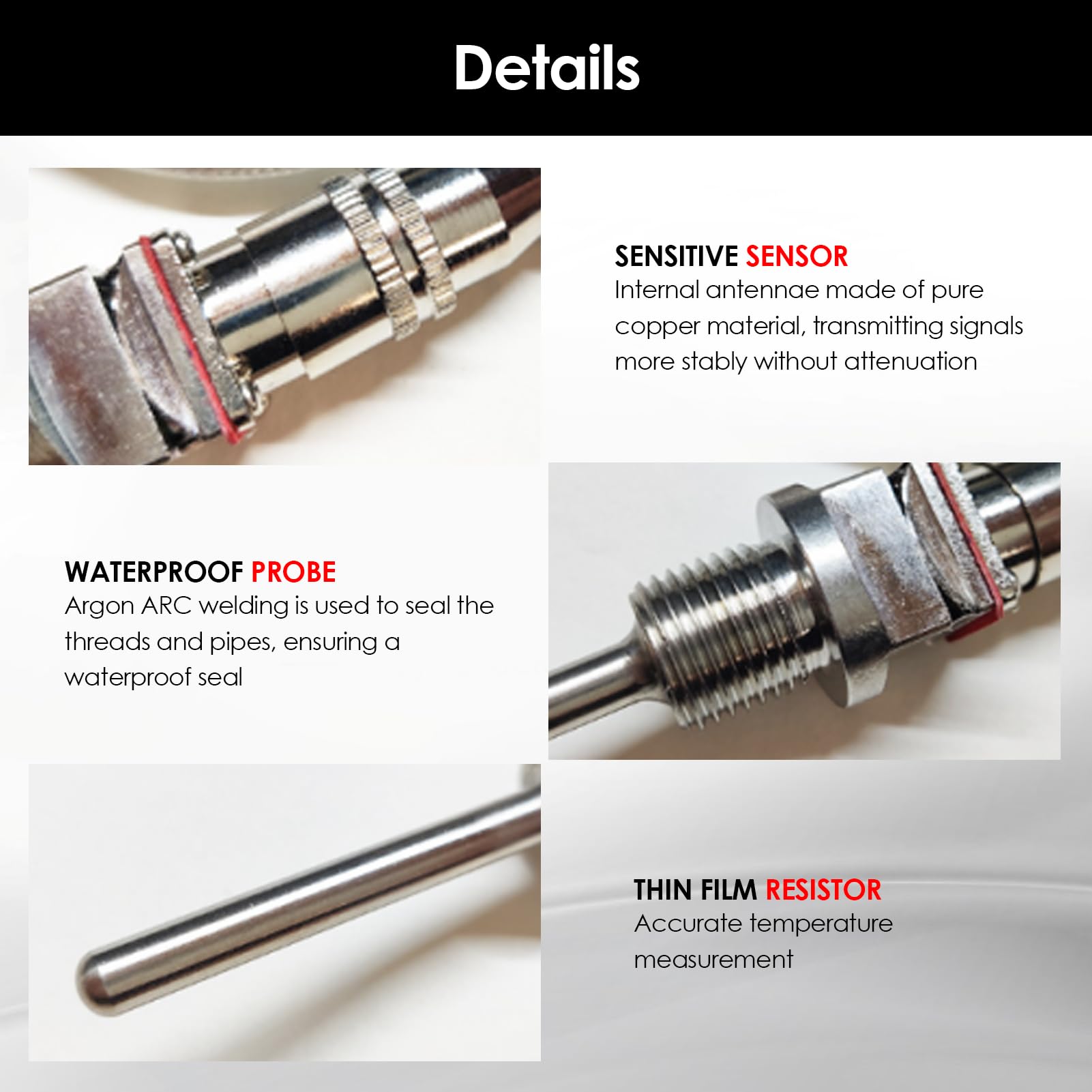 Rtd Pt100 Temperature Sensor Probe 1/2 Npt Thread 3 Wires 2M 6.6 Ft Cable Stainless Steel Probe -50 To 300 ?