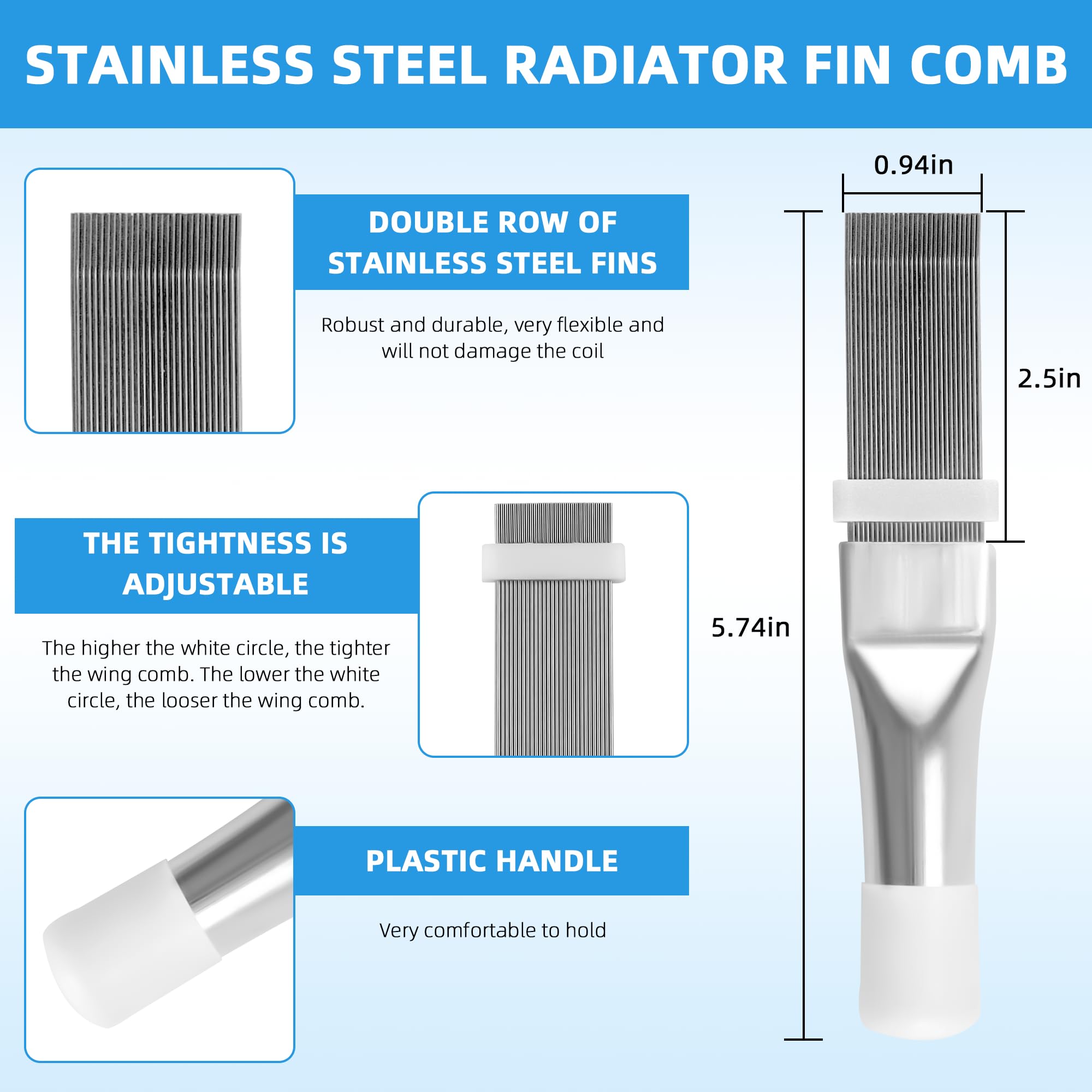 Ami Parts 3 Pcs Air Conditioner Fin Comb Condenser Fin Straightener Include Fcr6 Fin Comb, Plastic Air Conditioner Fin Comb And